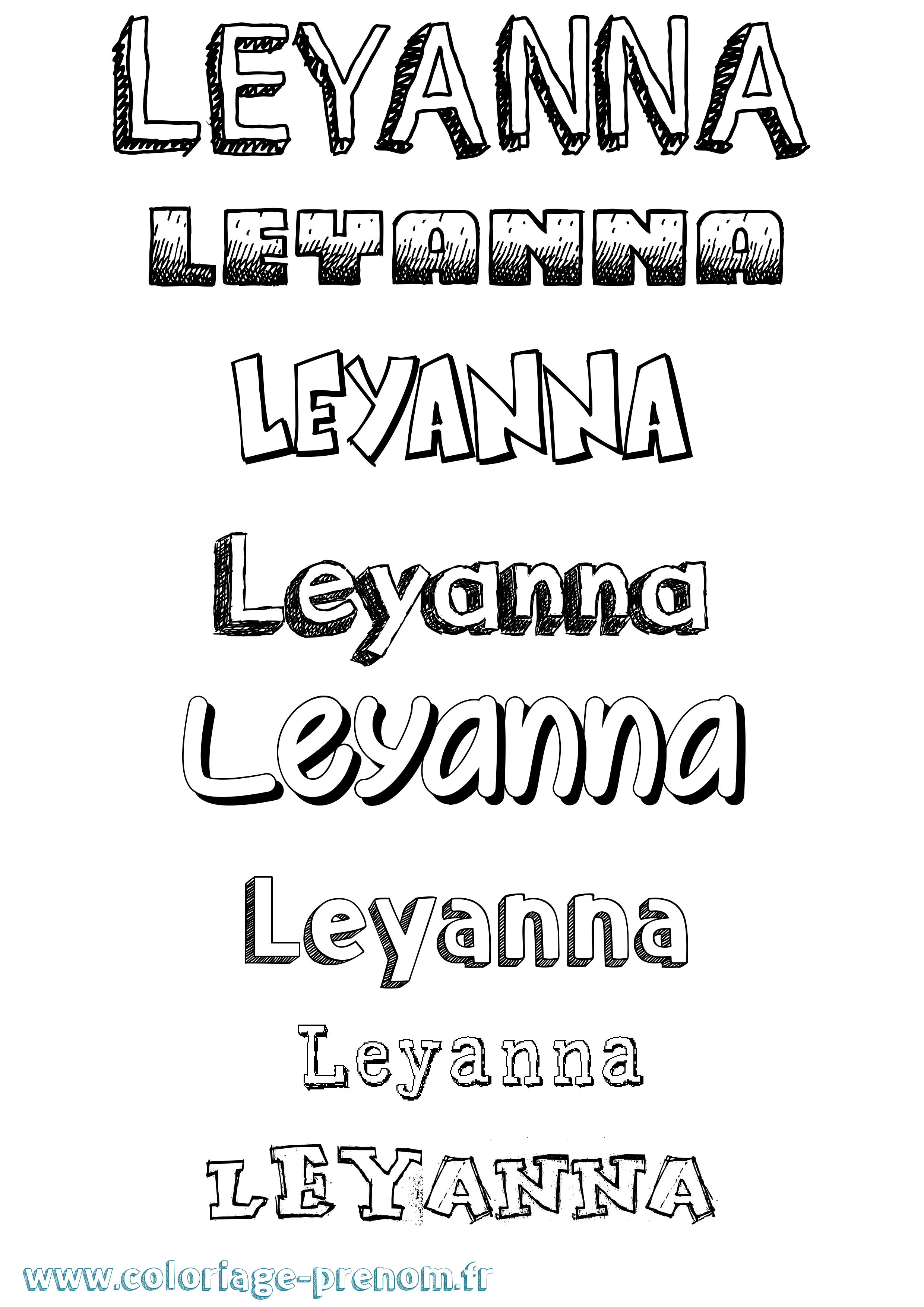 Coloriage Leyanna Dessiné Coloriage prénom Leyanna Dessiné