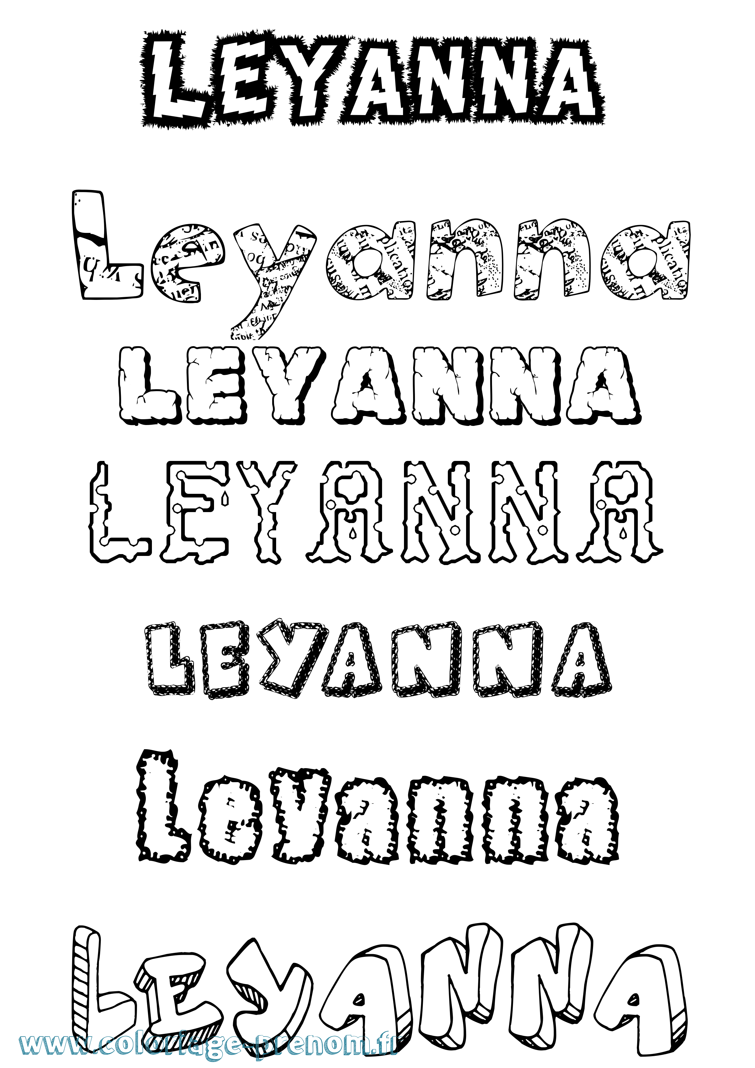Coloriage Leyanna Destructuré Coloriage prénom Leyanna Destructuré