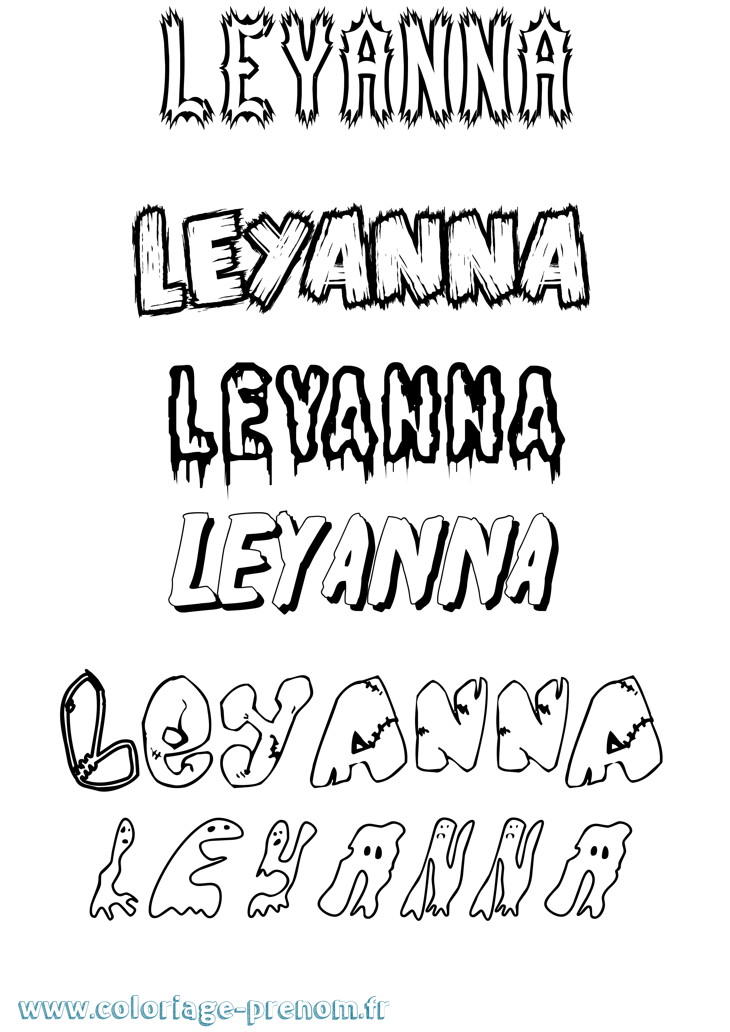 Coloriage Leyanna Frisson Coloriage prénom Leyanna Frisson