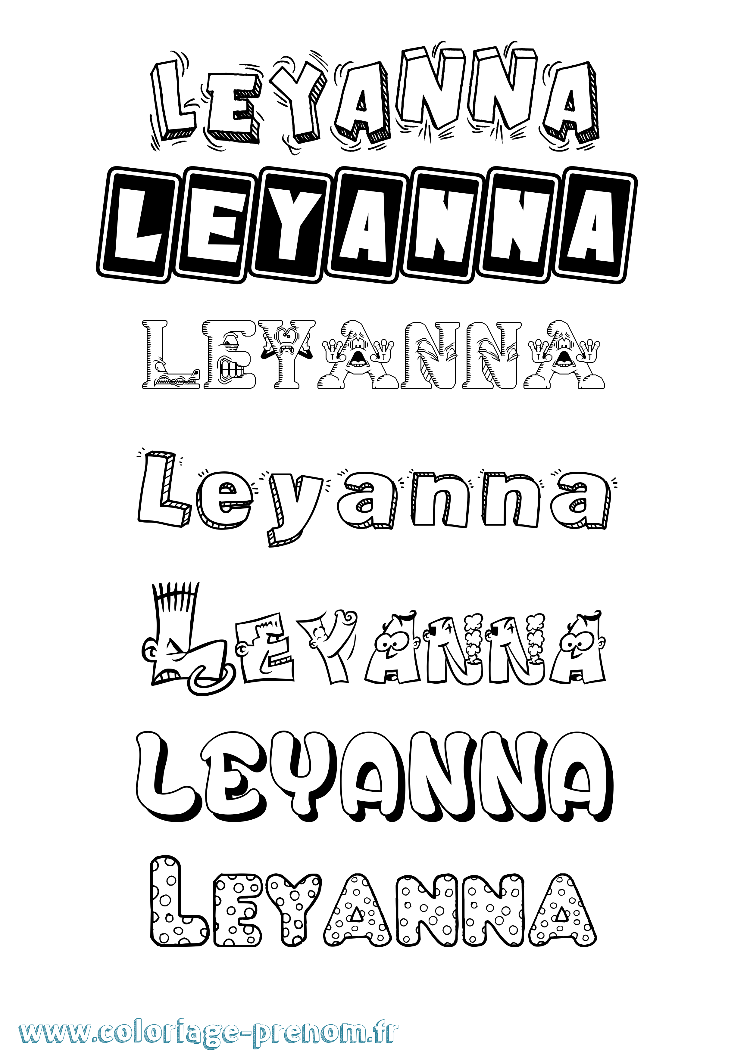 Coloriage Leyanna Fun Coloriage prénom Leyanna Fun