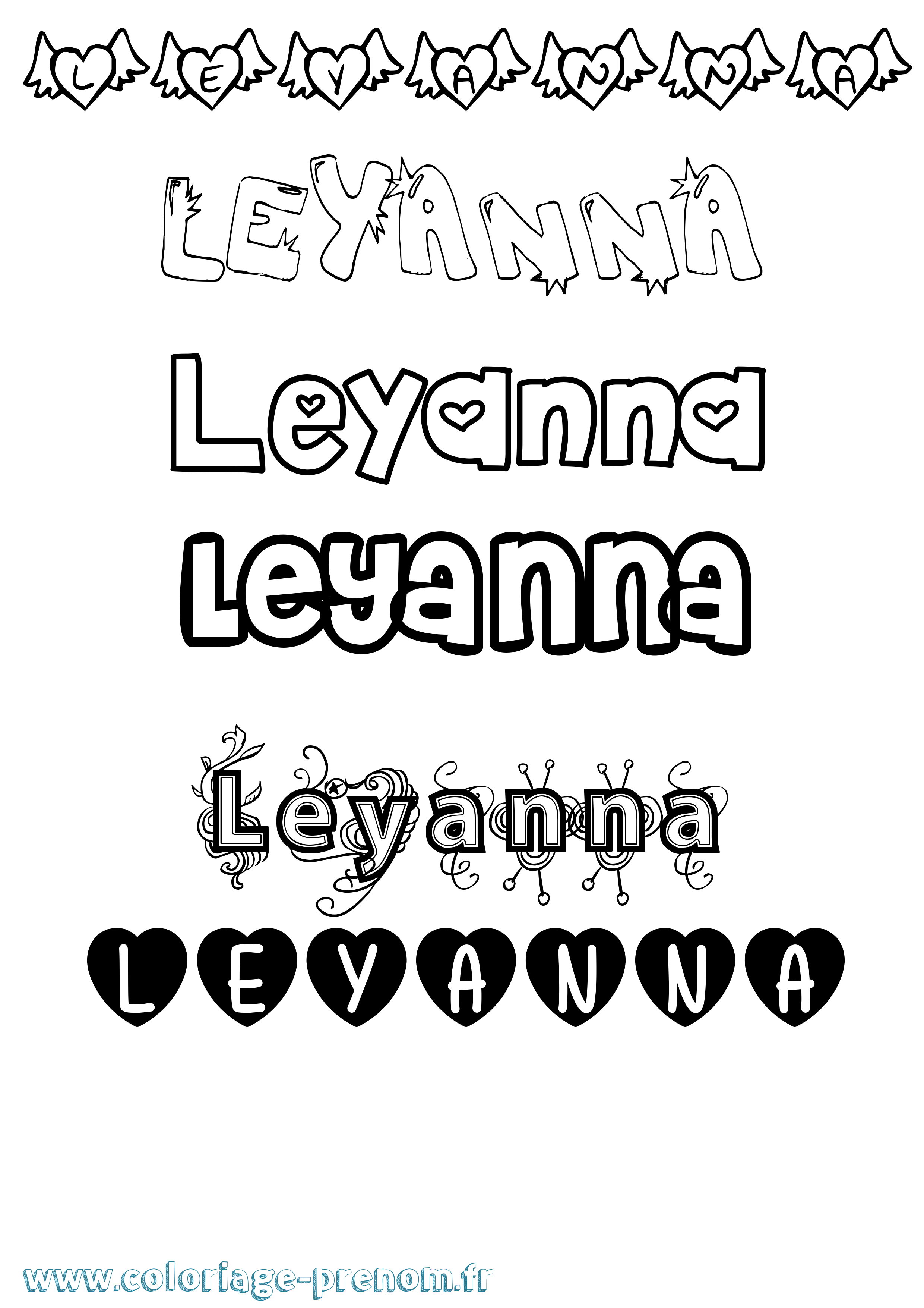 Coloriage Leyanna Girly Coloriage prénom Leyanna Girly