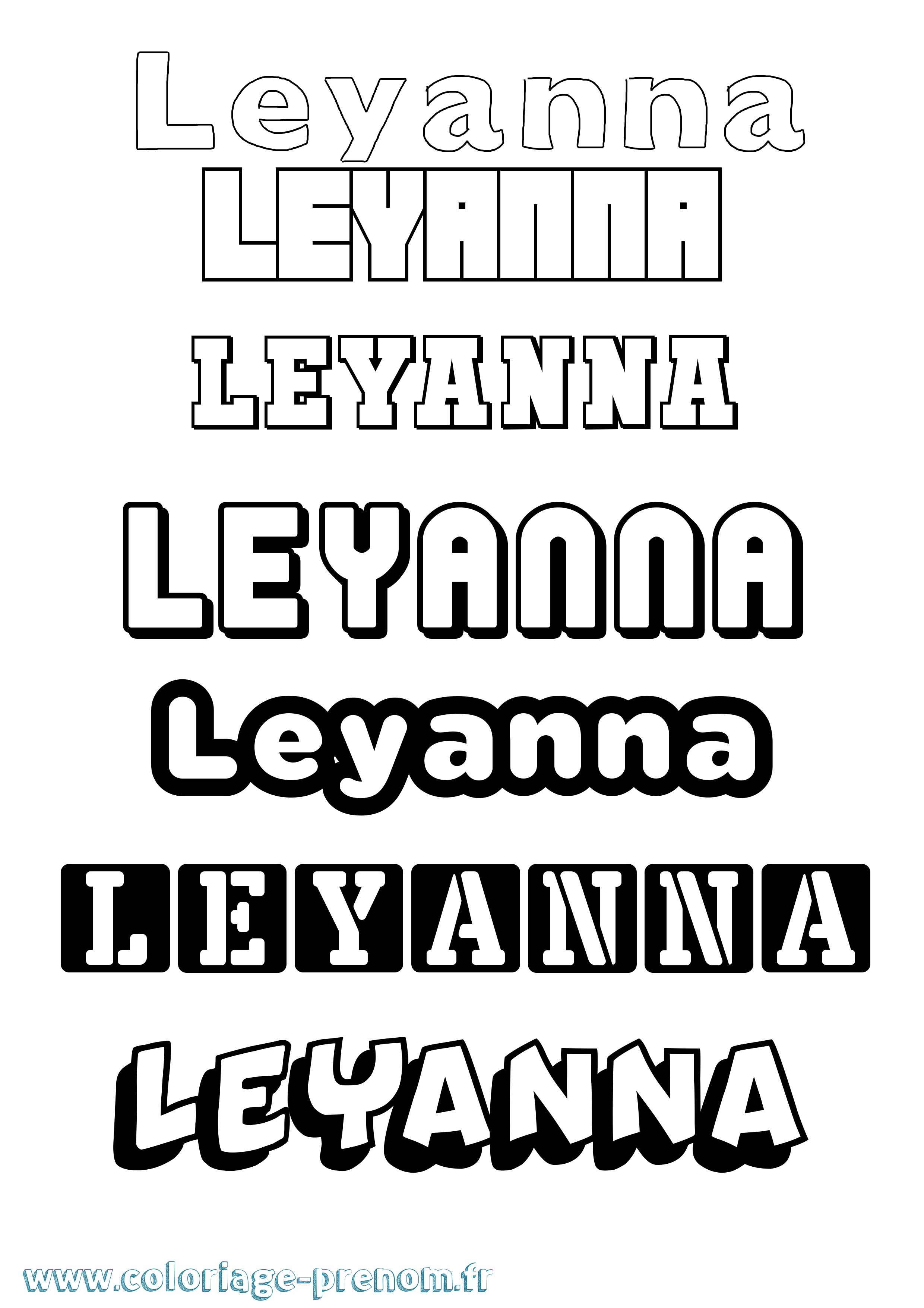 Coloriage Leyanna Simple Coloriage prénom Leyanna Simple