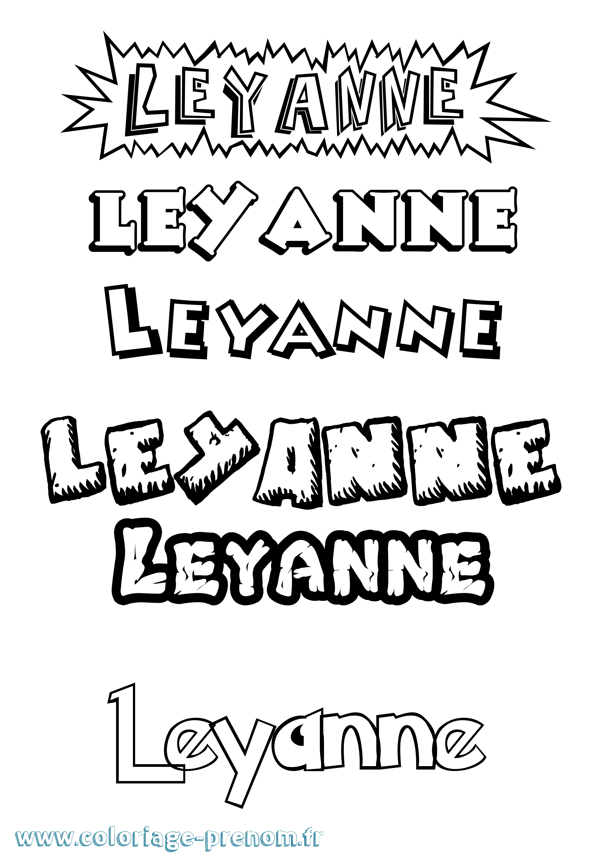 Coloriage Leyanne Dessin Animé Coloriage prénom Leyanne Dessin Animé