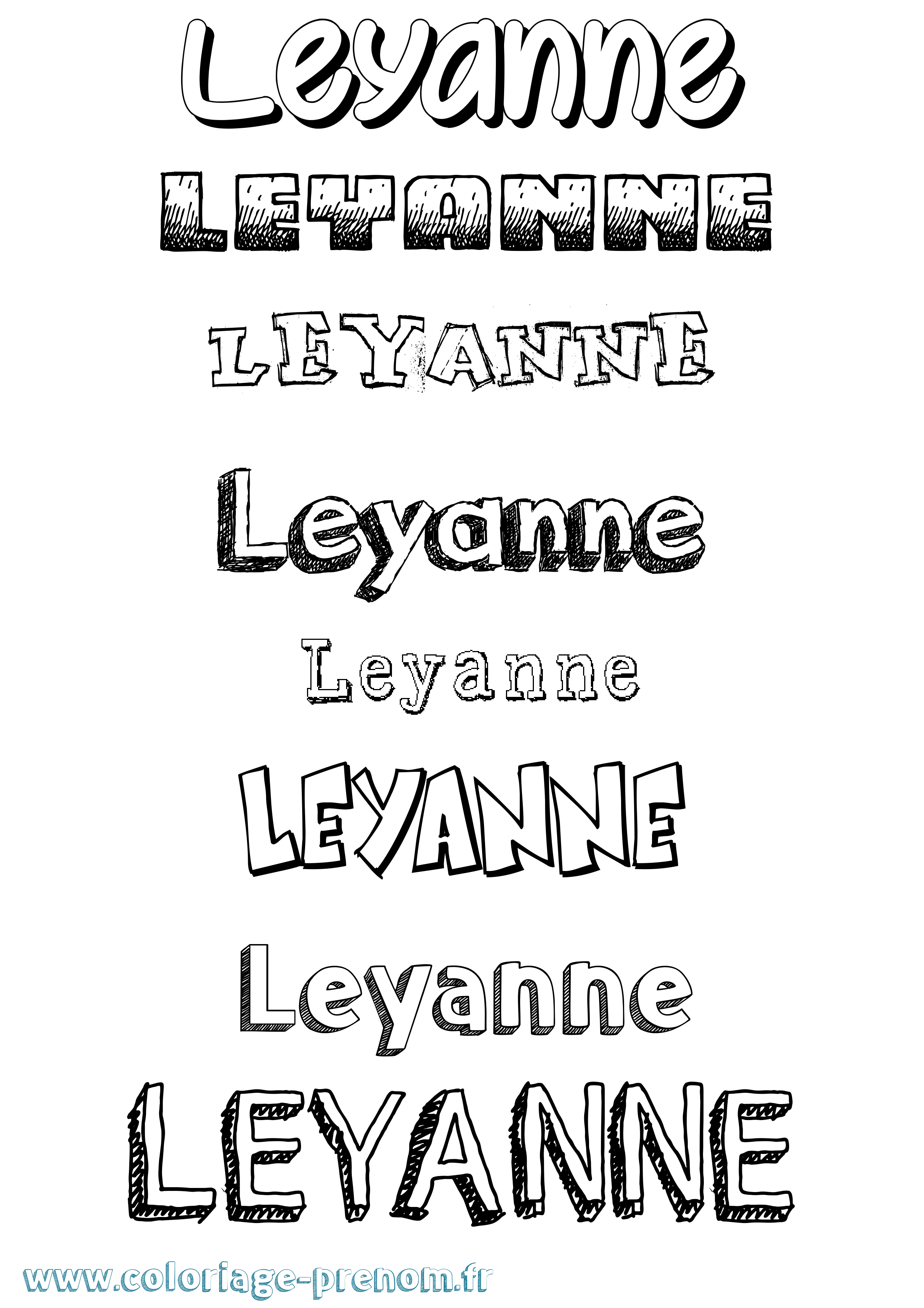 Coloriage Leyanne Dessiné Coloriage prénom Leyanne Dessiné