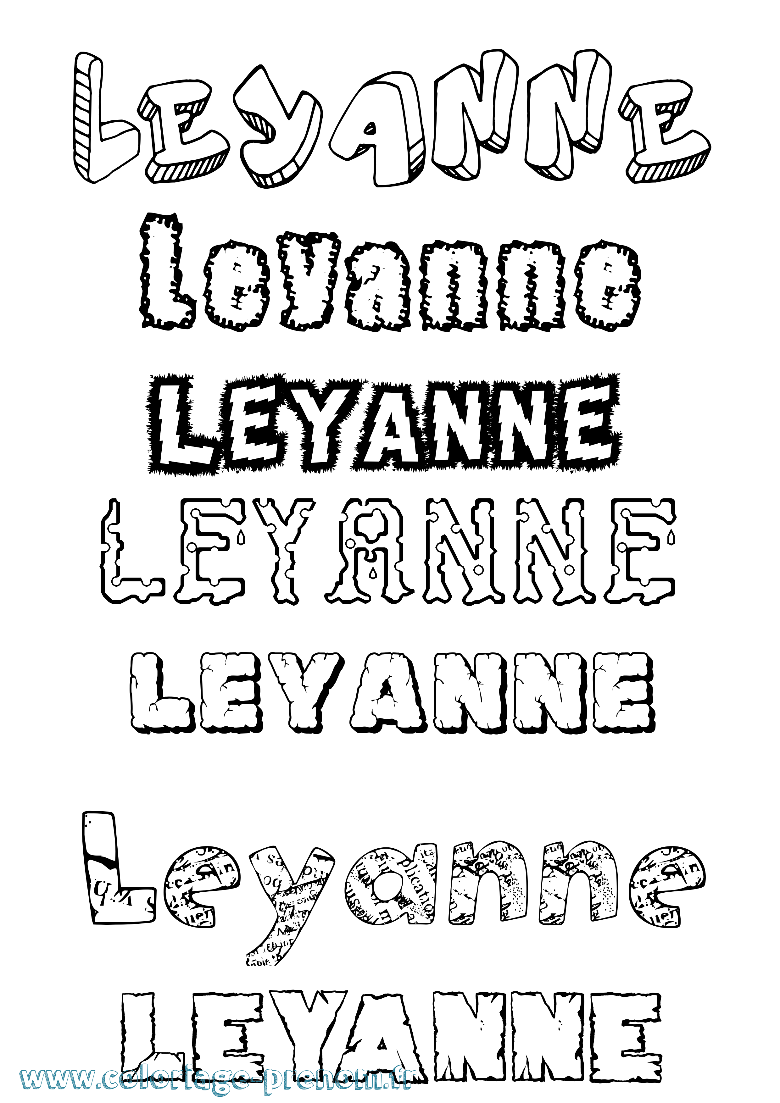 Coloriage Leyanne Destructuré Coloriage prénom Leyanne Destructuré