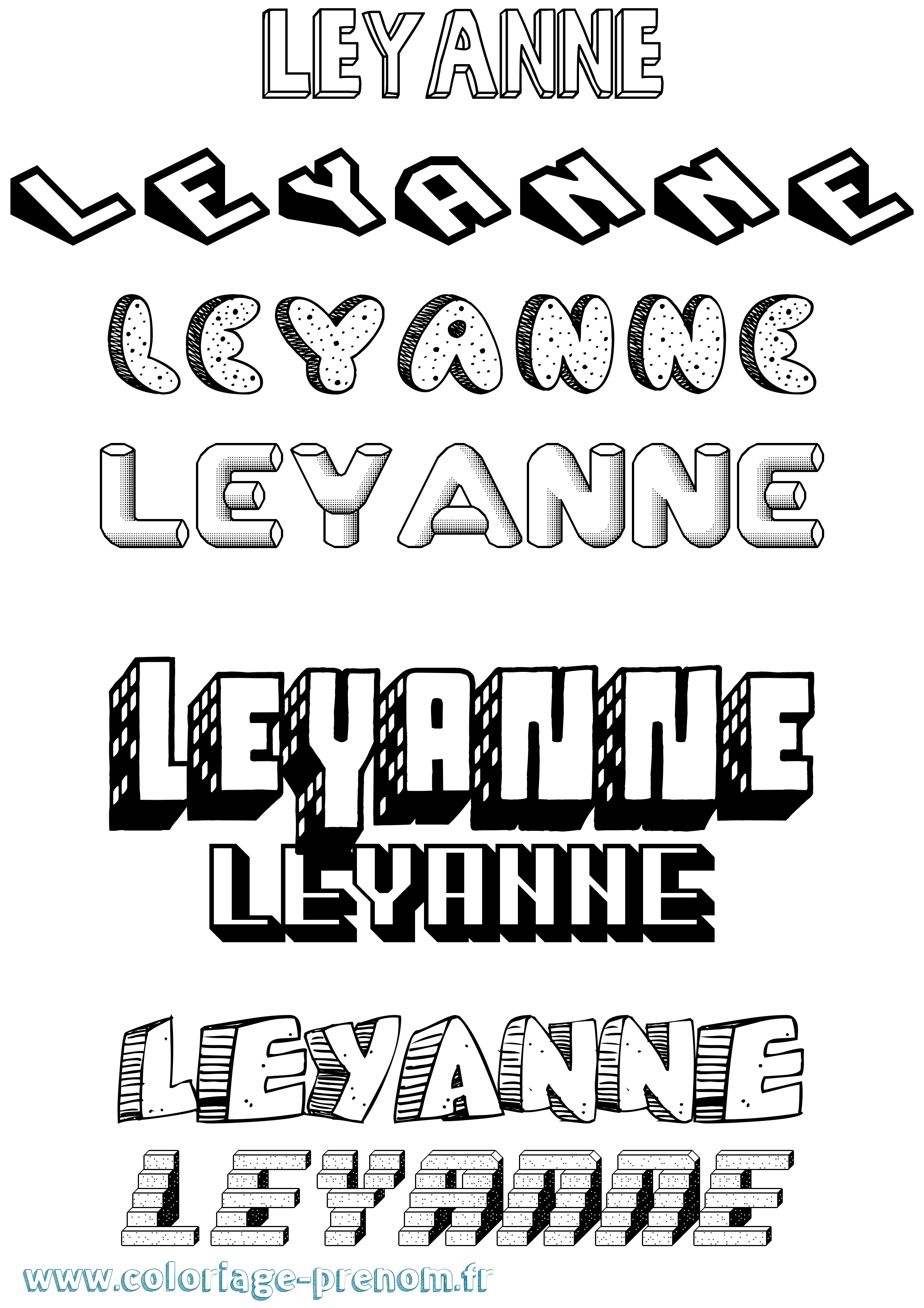 Coloriage Leyanne Effet 3D Coloriage prénom Leyanne Effet 3D