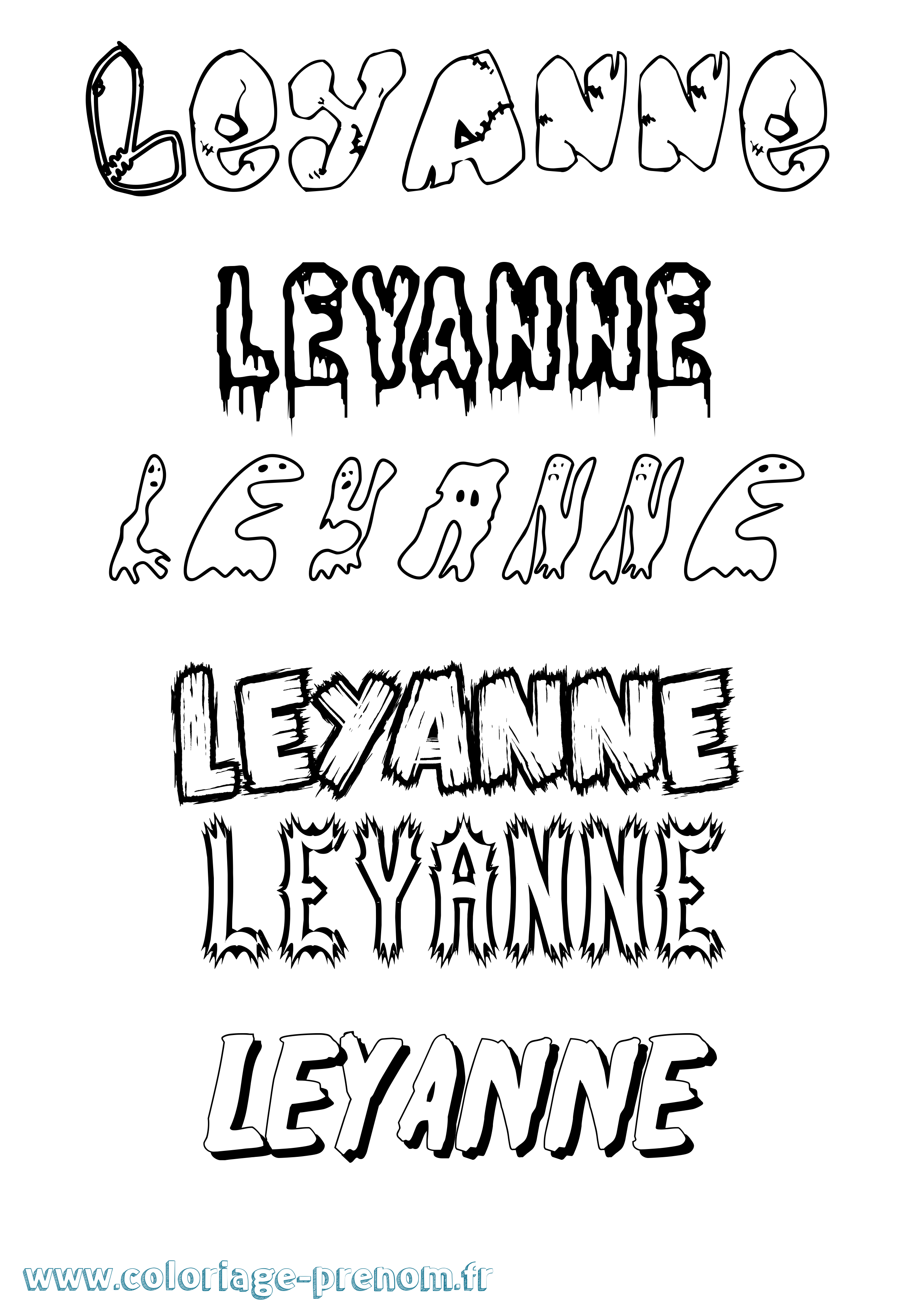 Coloriage Leyanne Frisson Coloriage prénom Leyanne Frisson