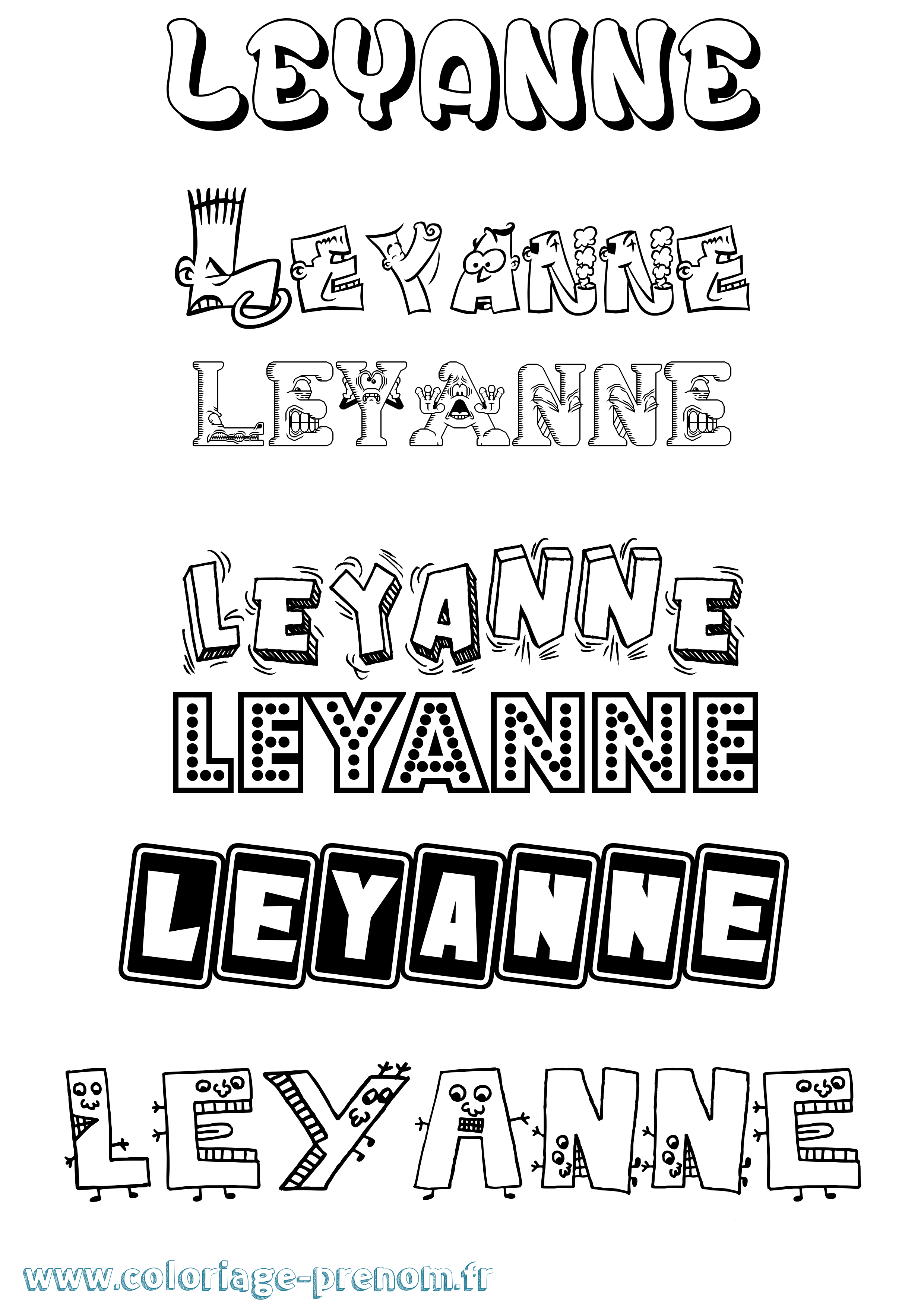 Coloriage Leyanne Fun Coloriage prénom Leyanne Fun