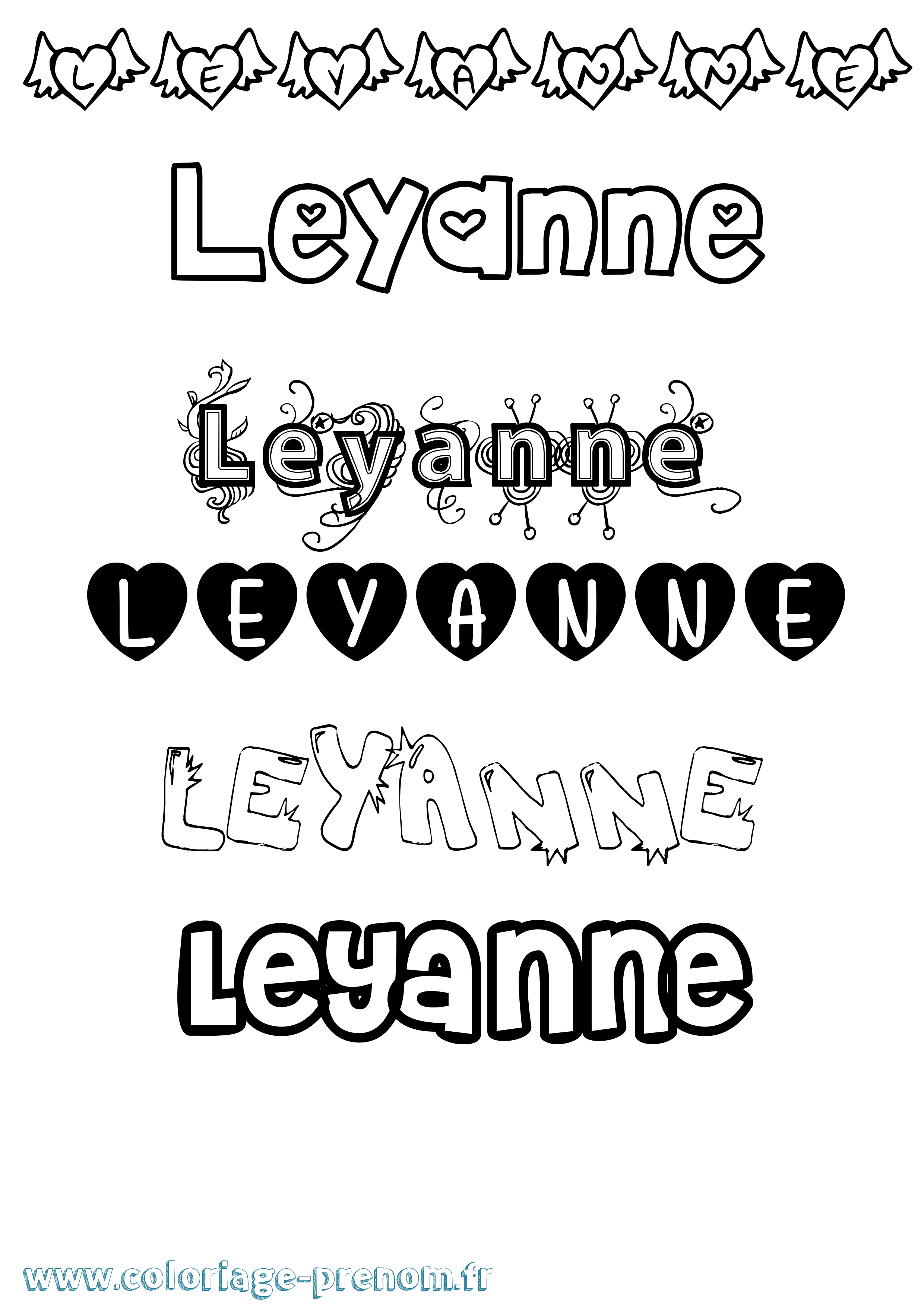 Coloriage Leyanne Girly Coloriage prénom Leyanne Girly
