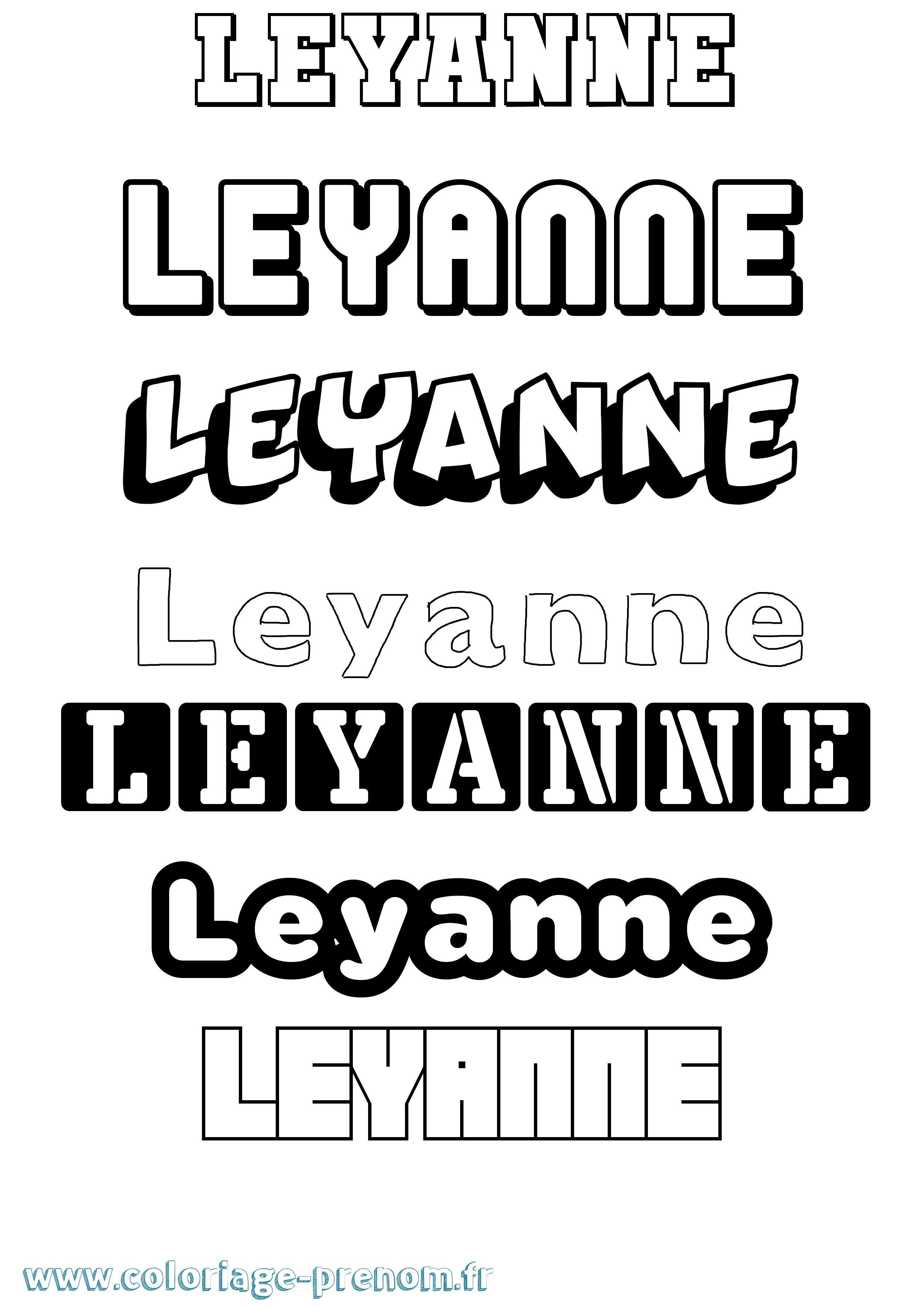 Coloriage Leyanne Simple Coloriage prénom Leyanne Simple