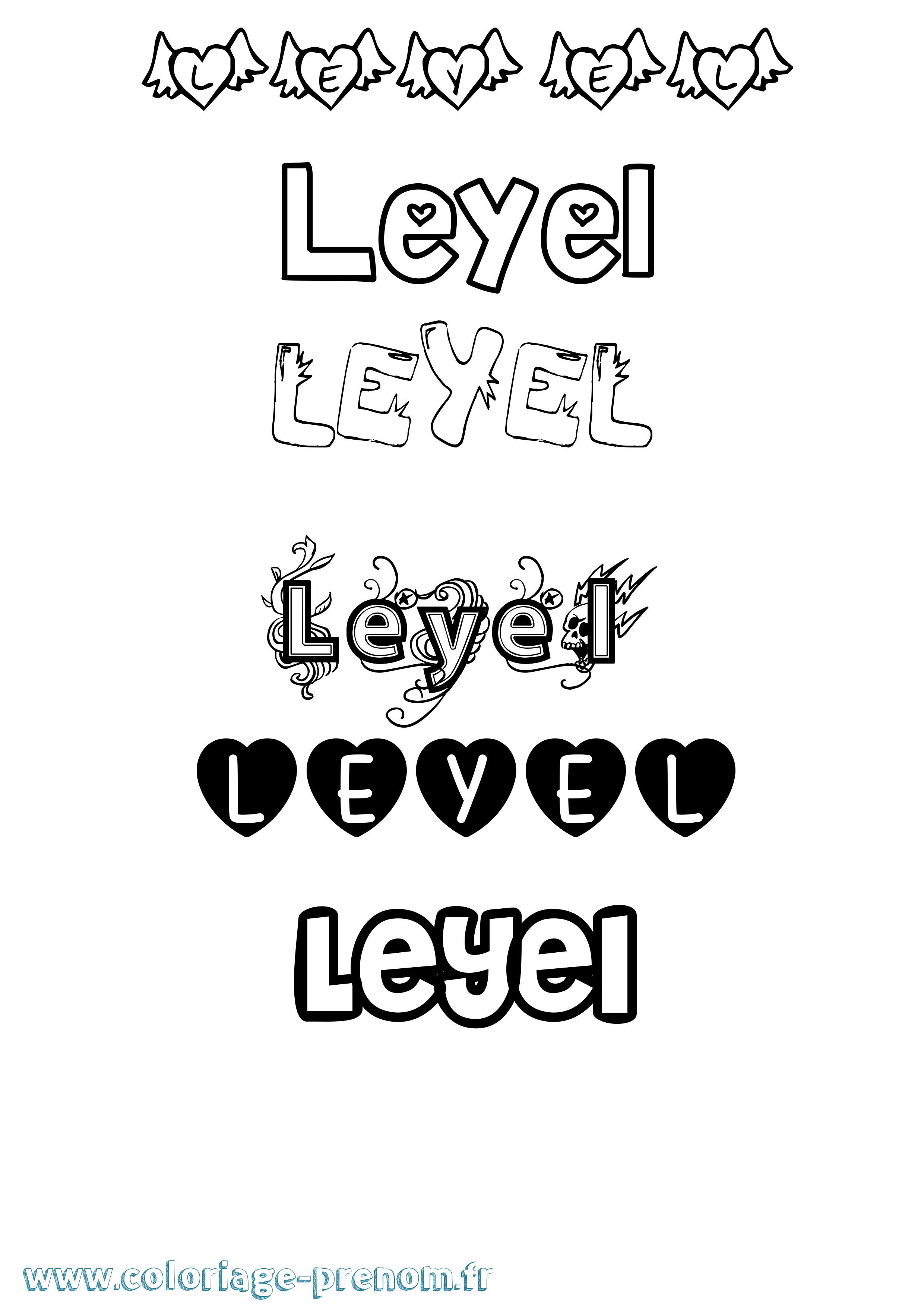 Coloriage Leyel Girly Coloriage prénom Leyel Girly