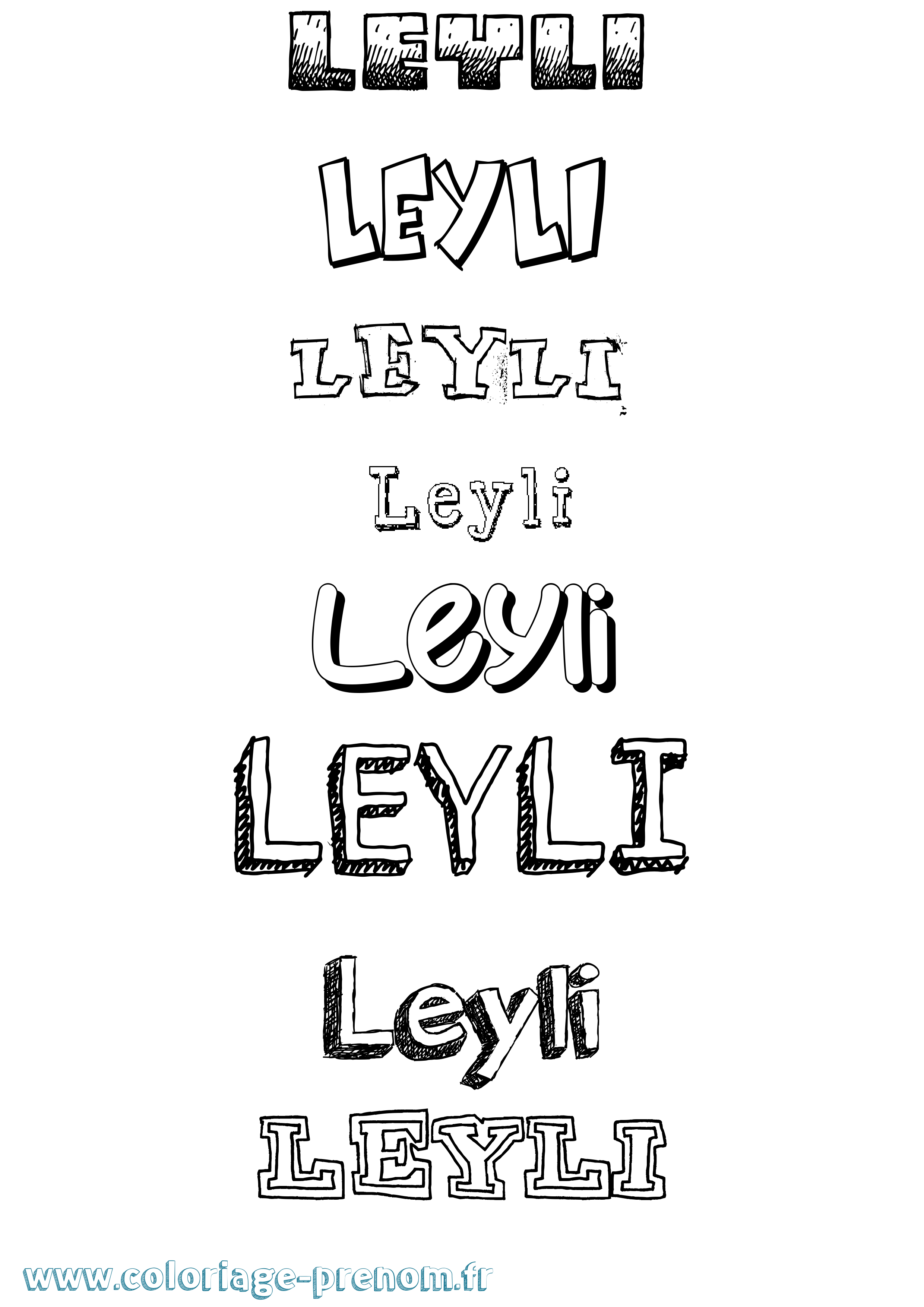 Coloriage Leyli Dessiné Coloriage prénom Leyli Dessiné