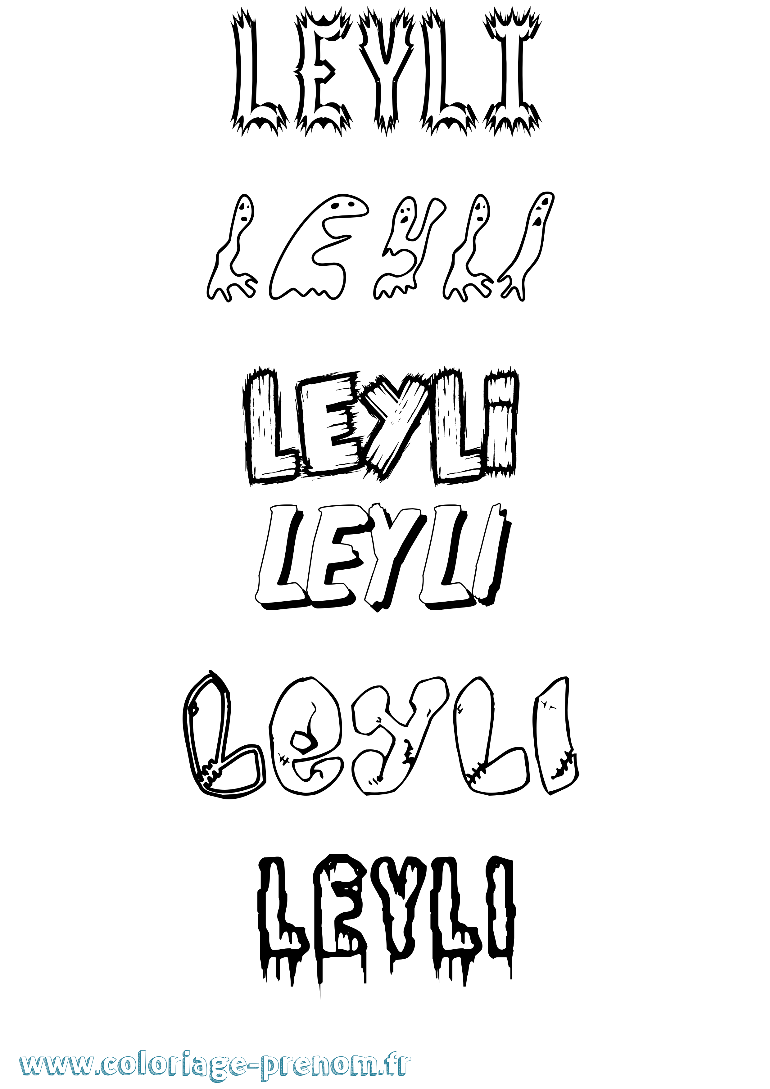 Coloriage Leyli Frisson Coloriage prénom Leyli Frisson