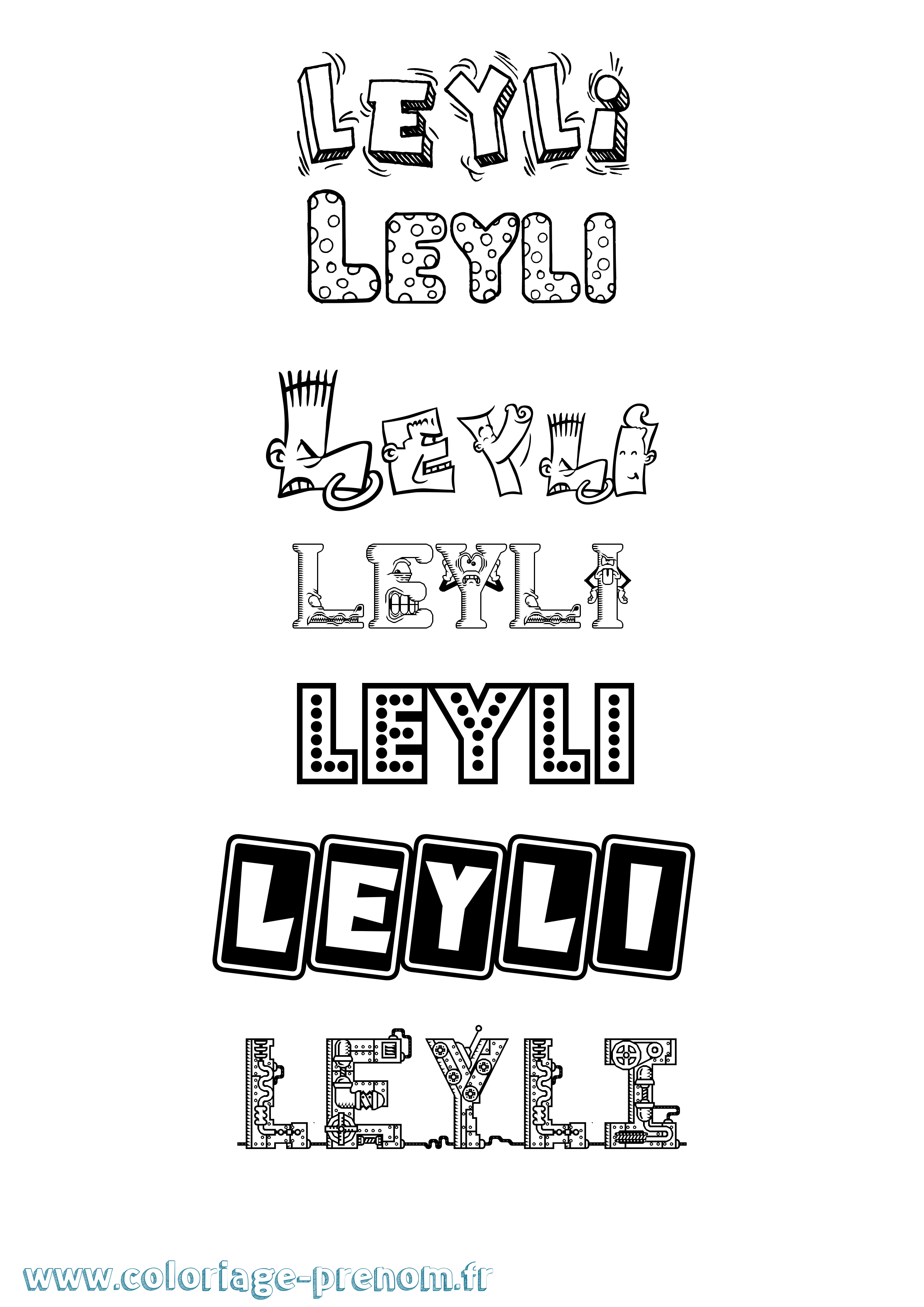 Coloriage Leyli Fun Coloriage prénom Leyli Fun