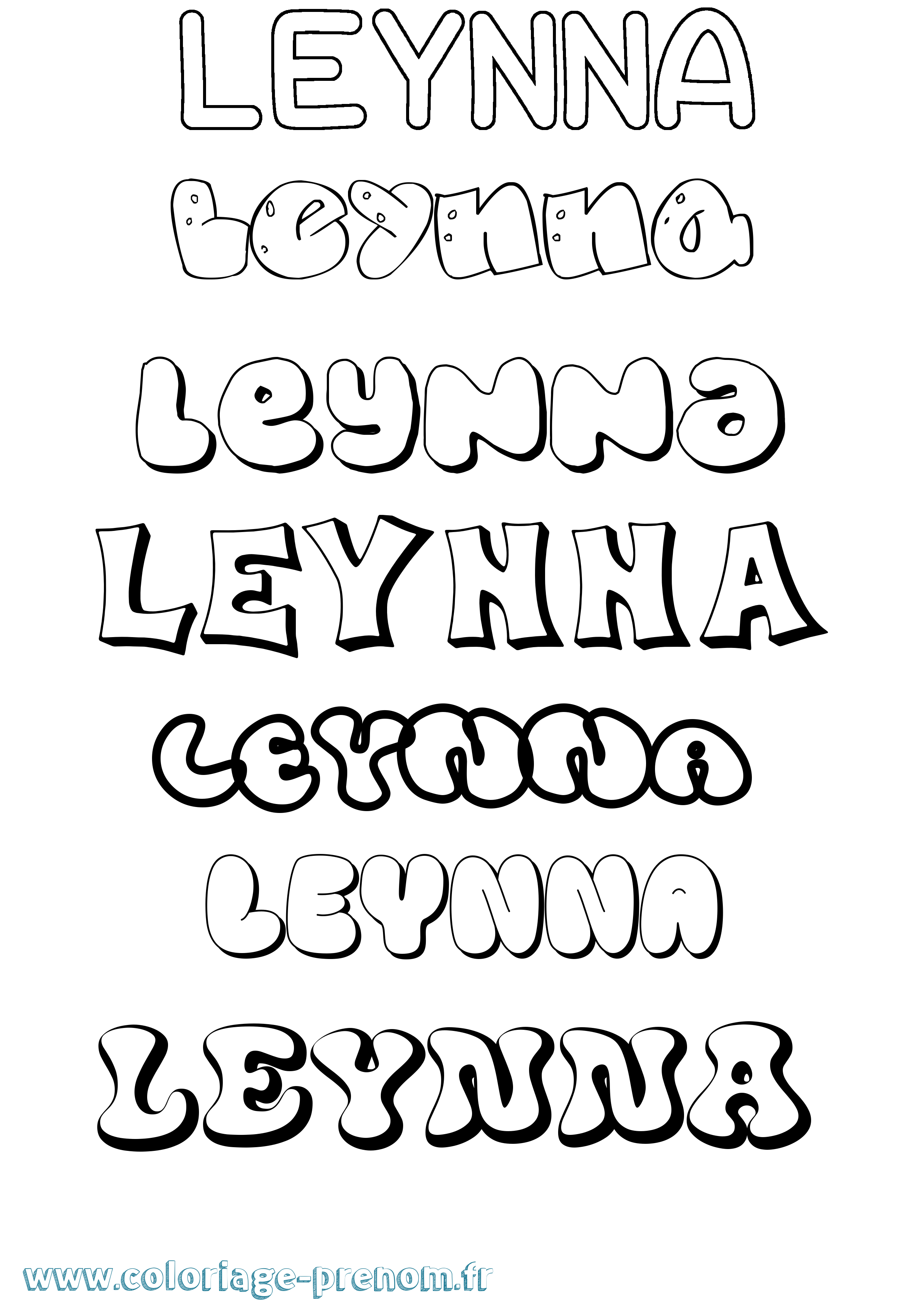 Coloriage Leynna Bubble Coloriage prénom Leynna Bubble