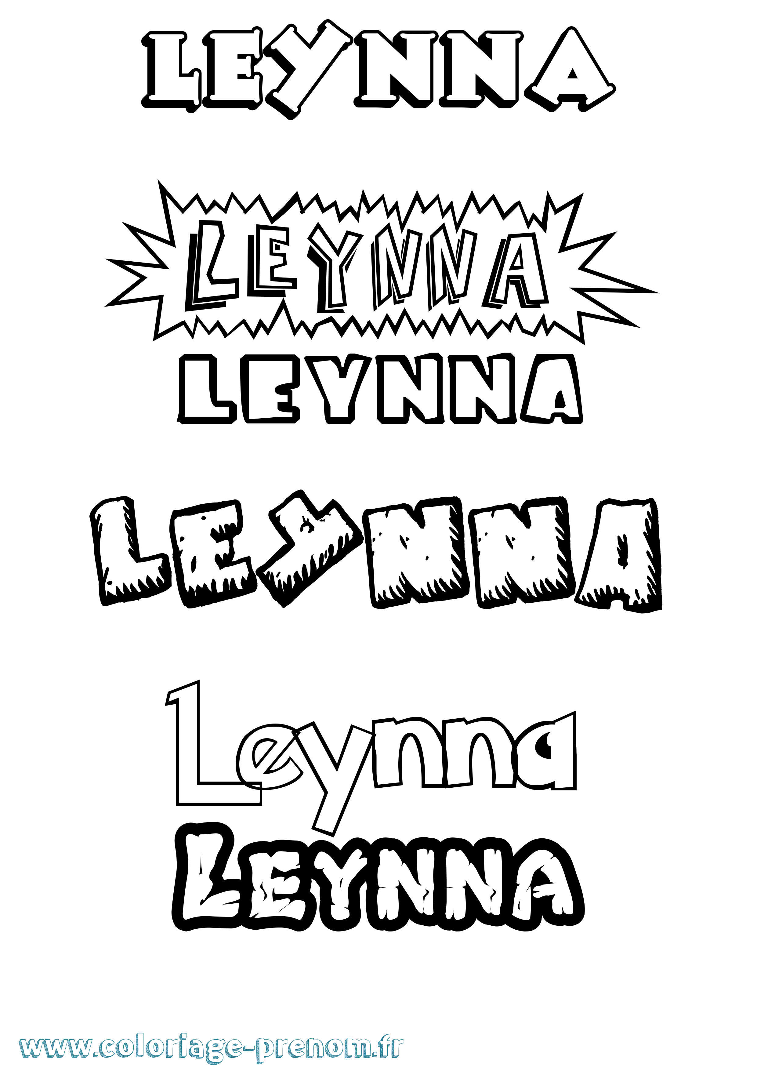 Coloriage Leynna Dessin Animé Coloriage prénom Leynna Dessin Animé