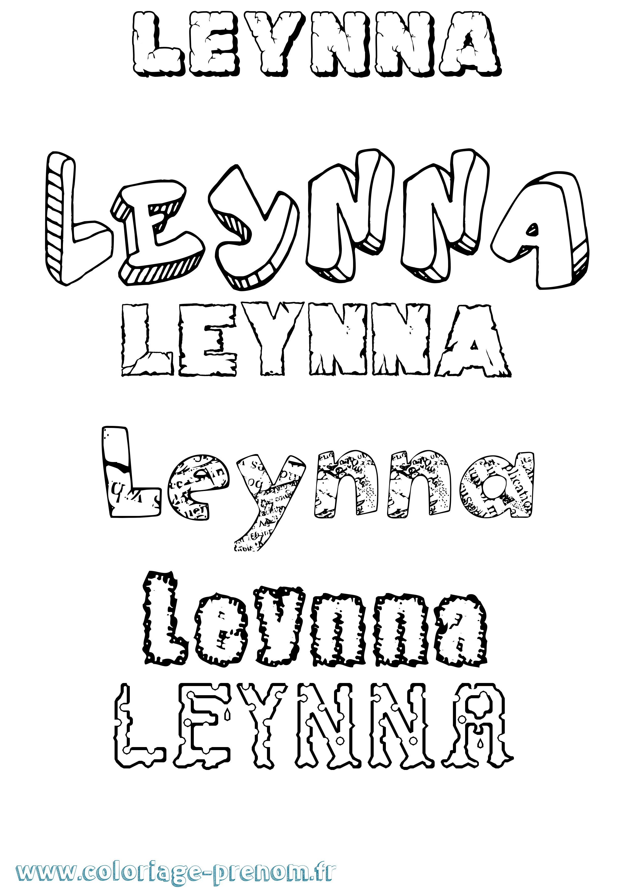 Coloriage Leynna Destructuré Coloriage prénom Leynna Destructuré