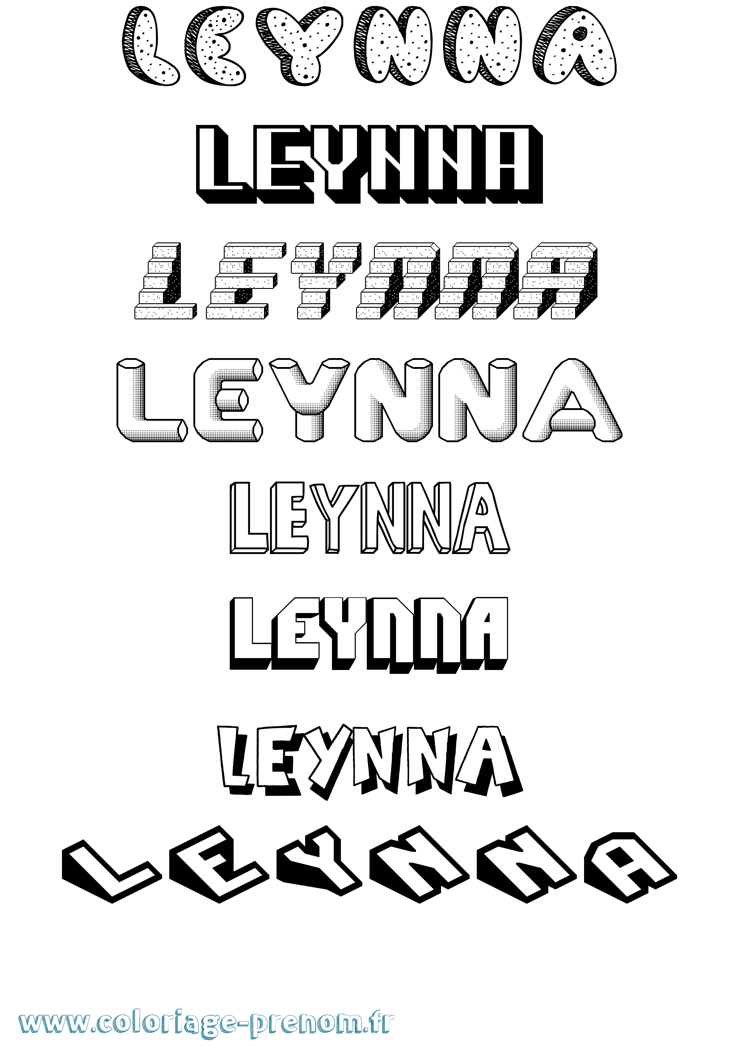 Coloriage Leynna Effet 3D Coloriage prénom Leynna Effet 3D