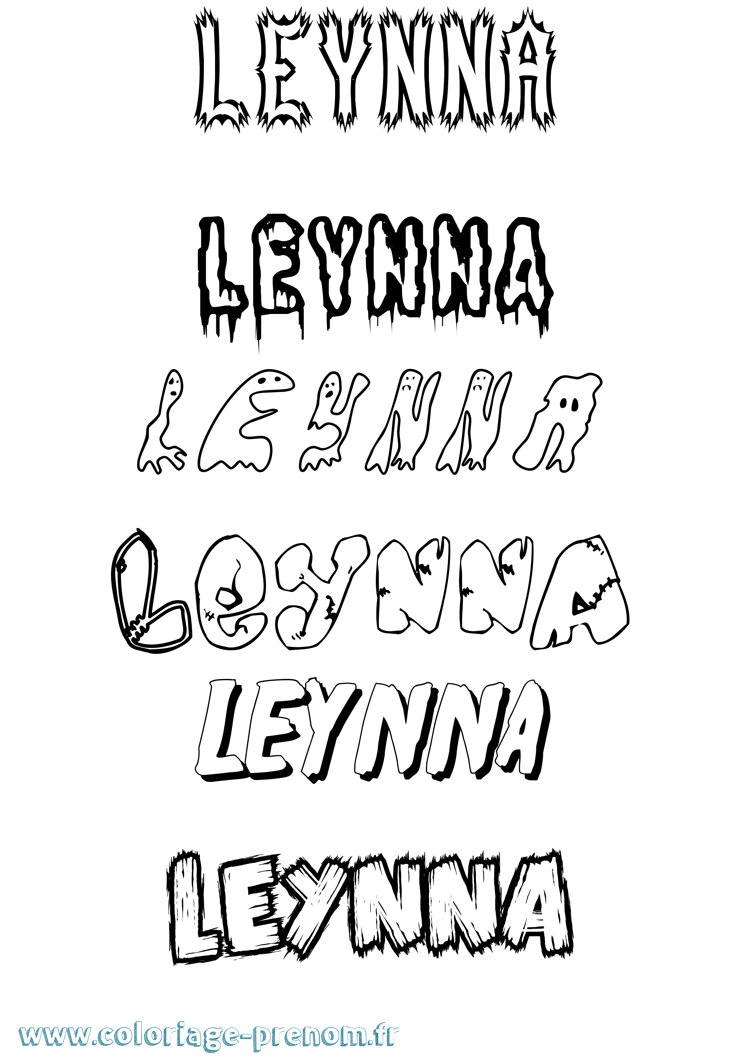 Coloriage Leynna Frisson Coloriage prénom Leynna Frisson