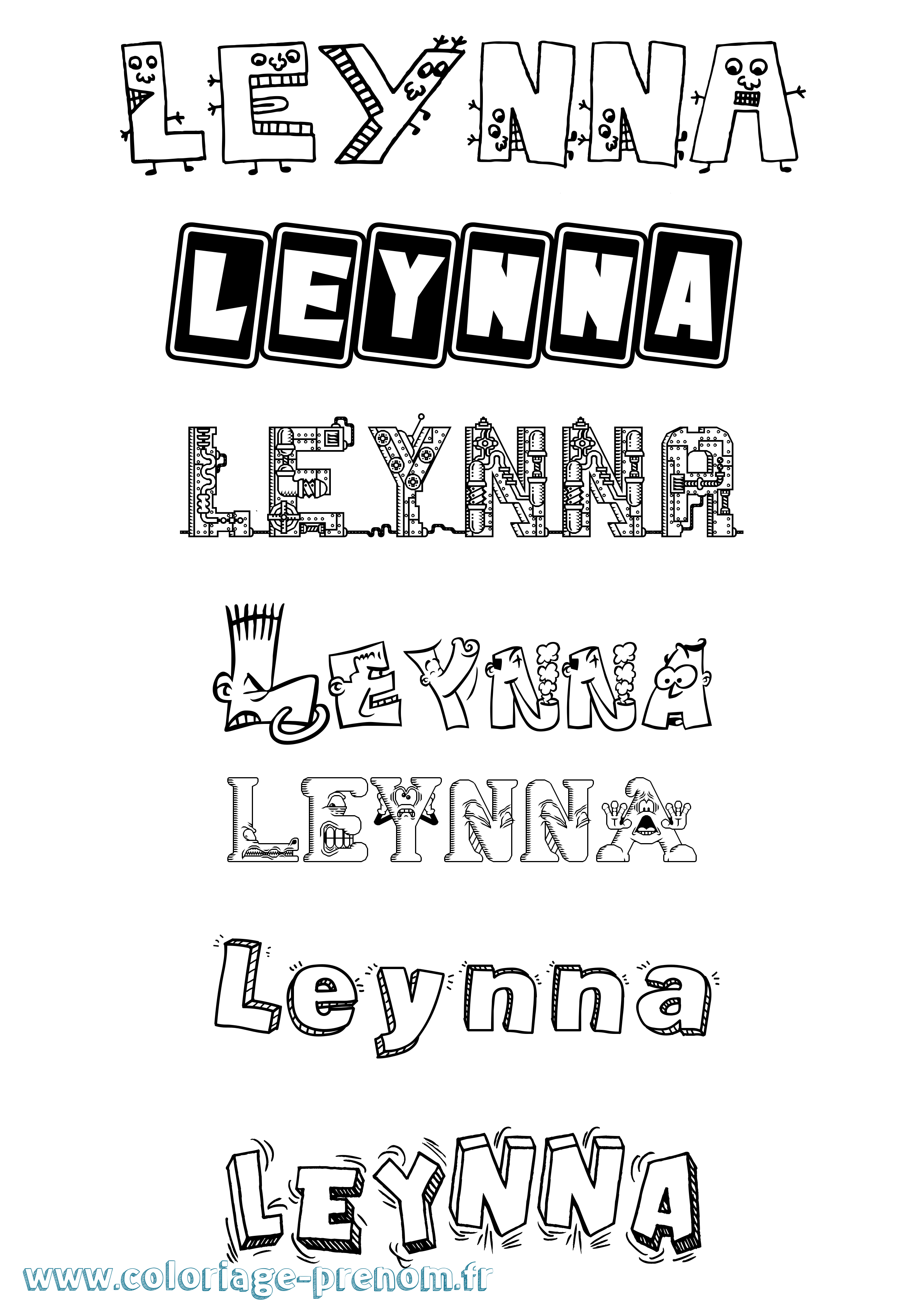 Coloriage Leynna Fun Coloriage prénom Leynna Fun