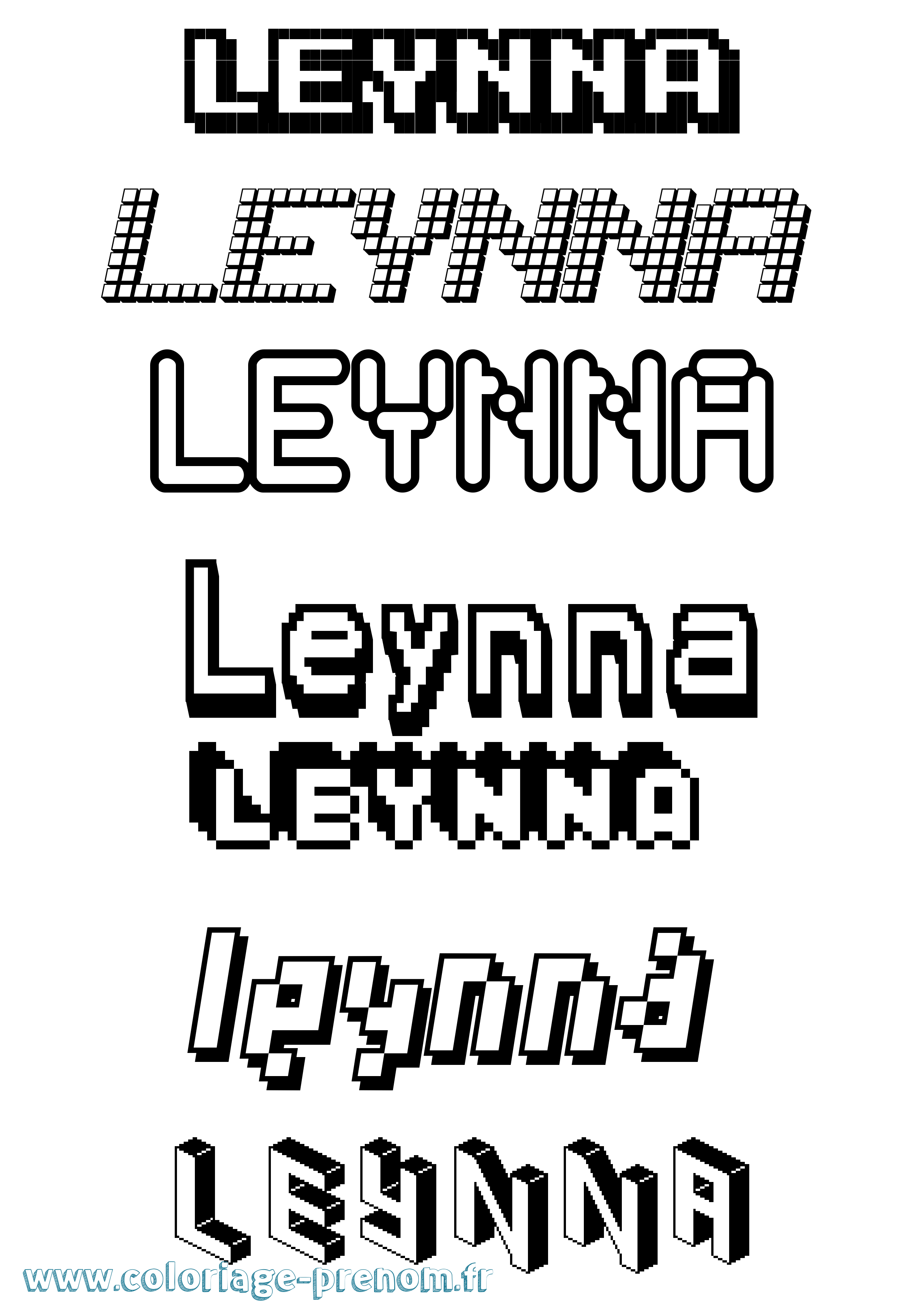 Coloriage Leynna Pixel Coloriage prénom Leynna Pixel