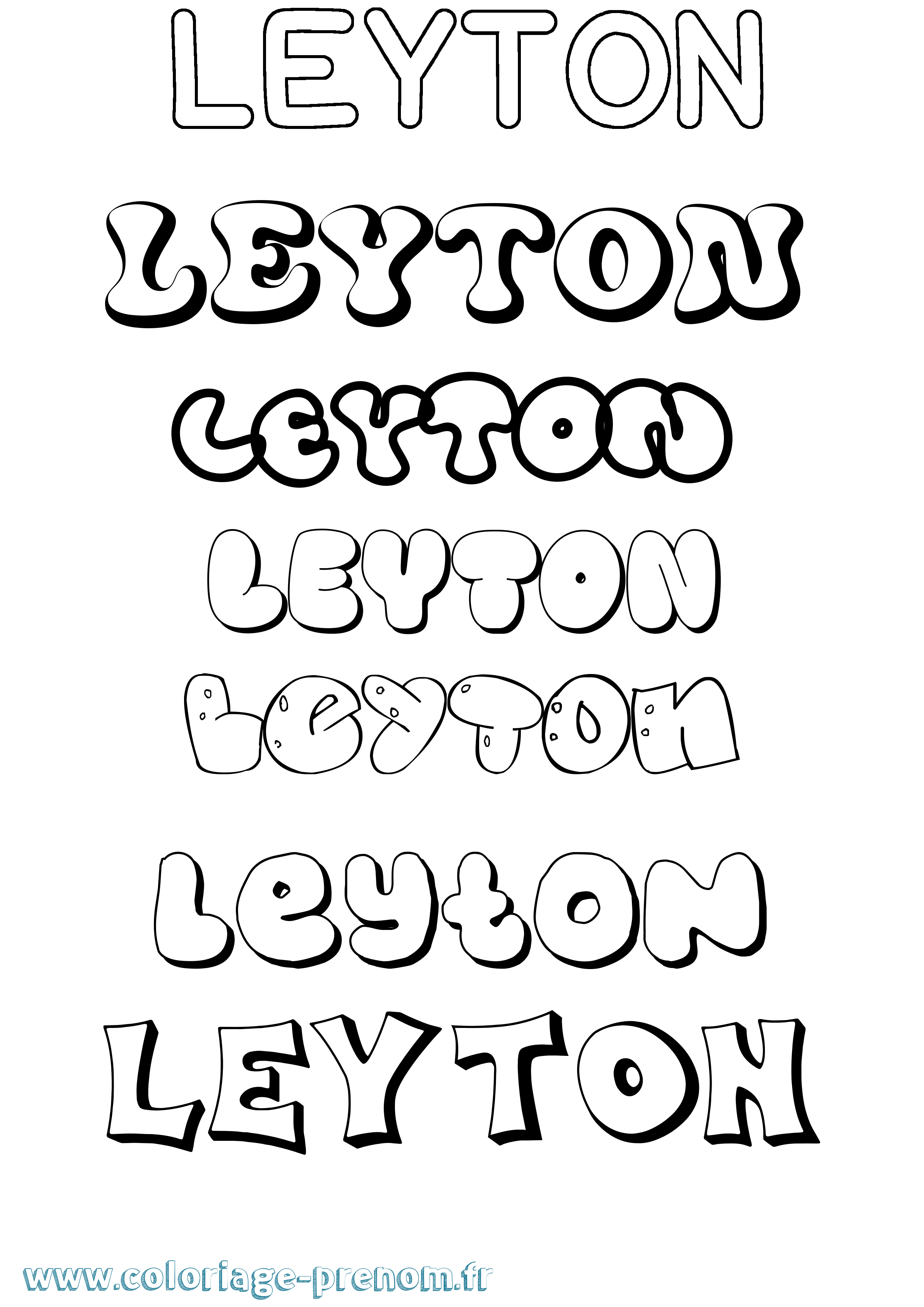 Coloriage Leyton Bubble Coloriage prénom Leyton Bubble