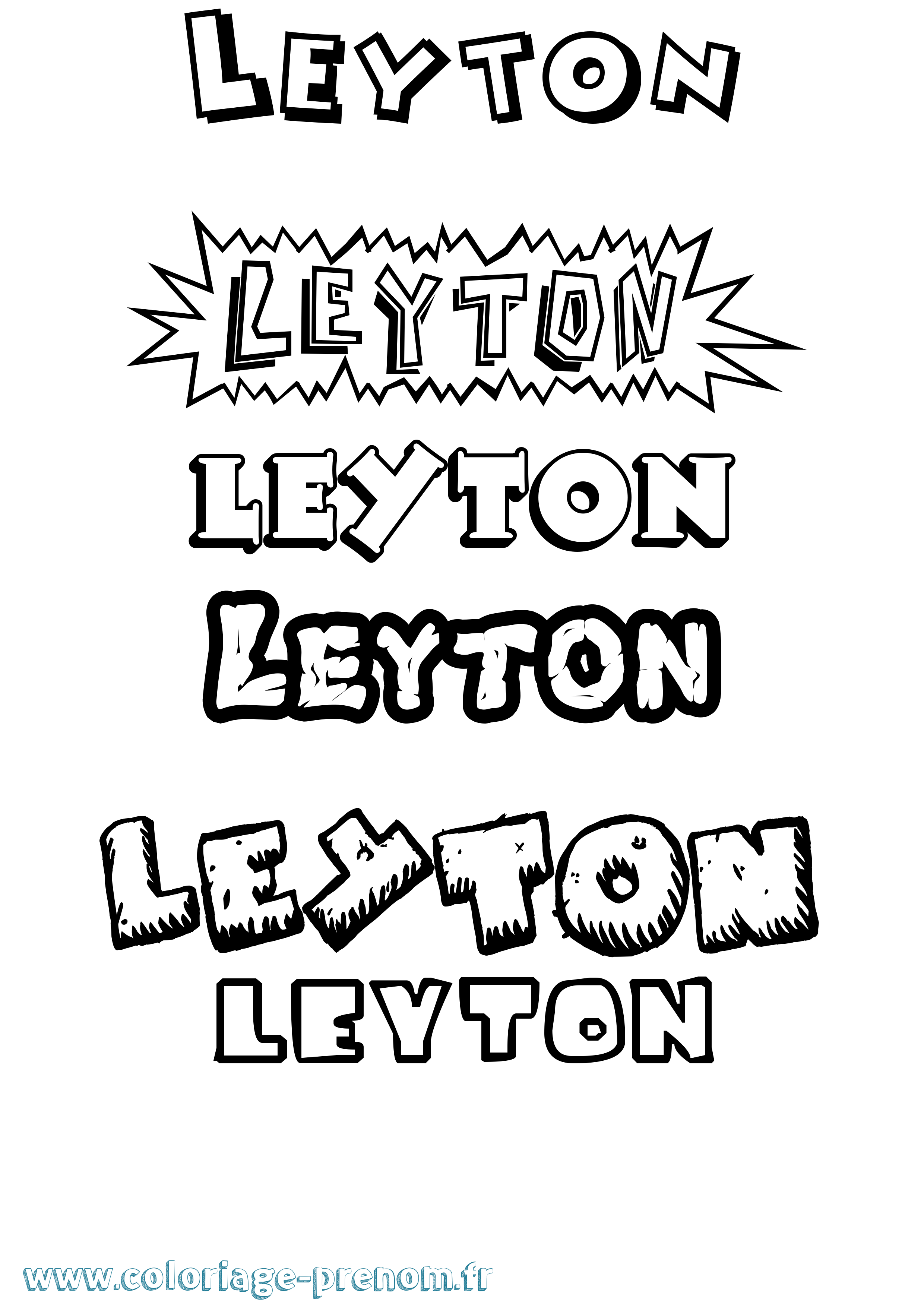 Coloriage Leyton Dessin Animé Coloriage prénom Leyton Dessin Animé