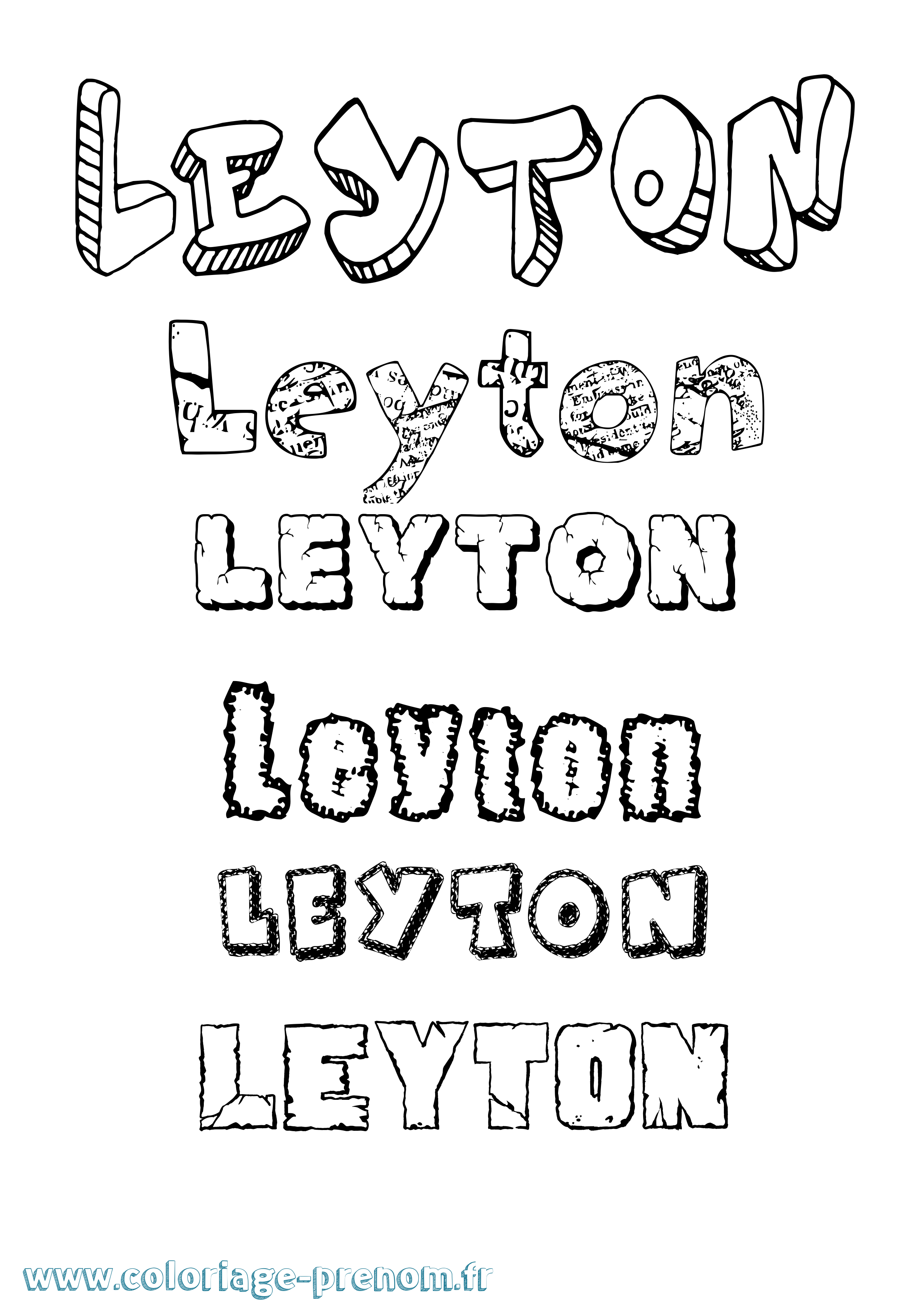 Coloriage Leyton Destructuré Coloriage prénom Leyton Destructuré