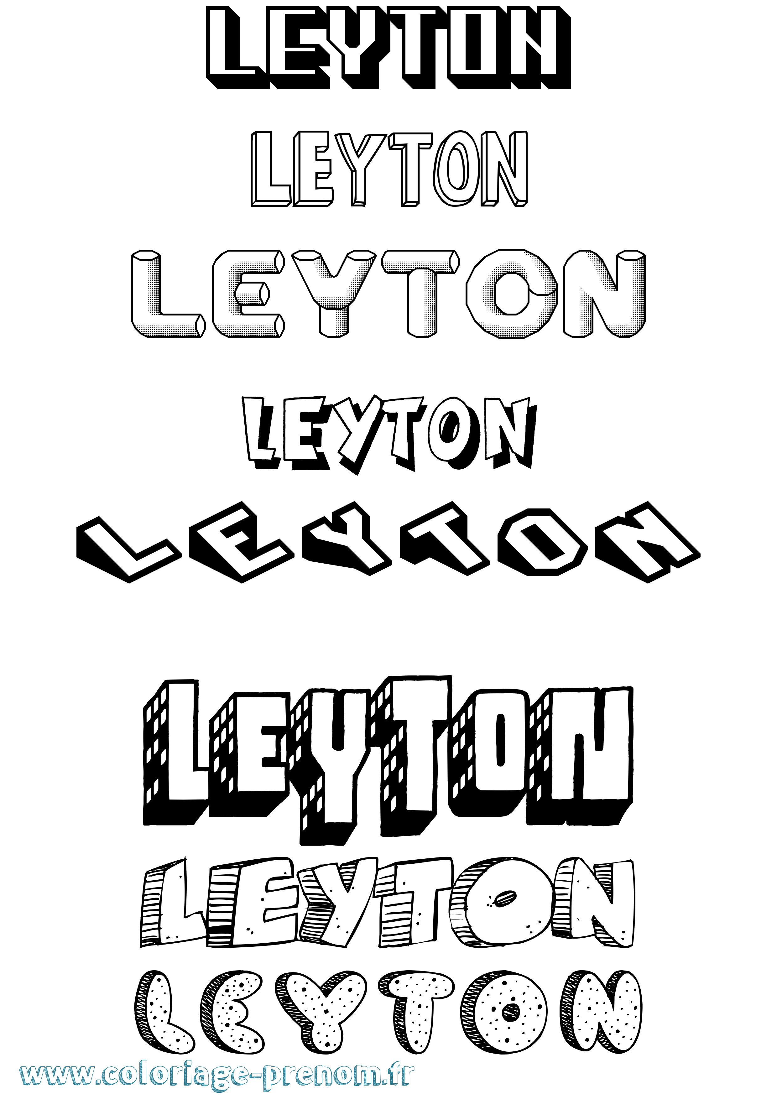 Coloriage Leyton Effet 3D Coloriage prénom Leyton Effet 3D