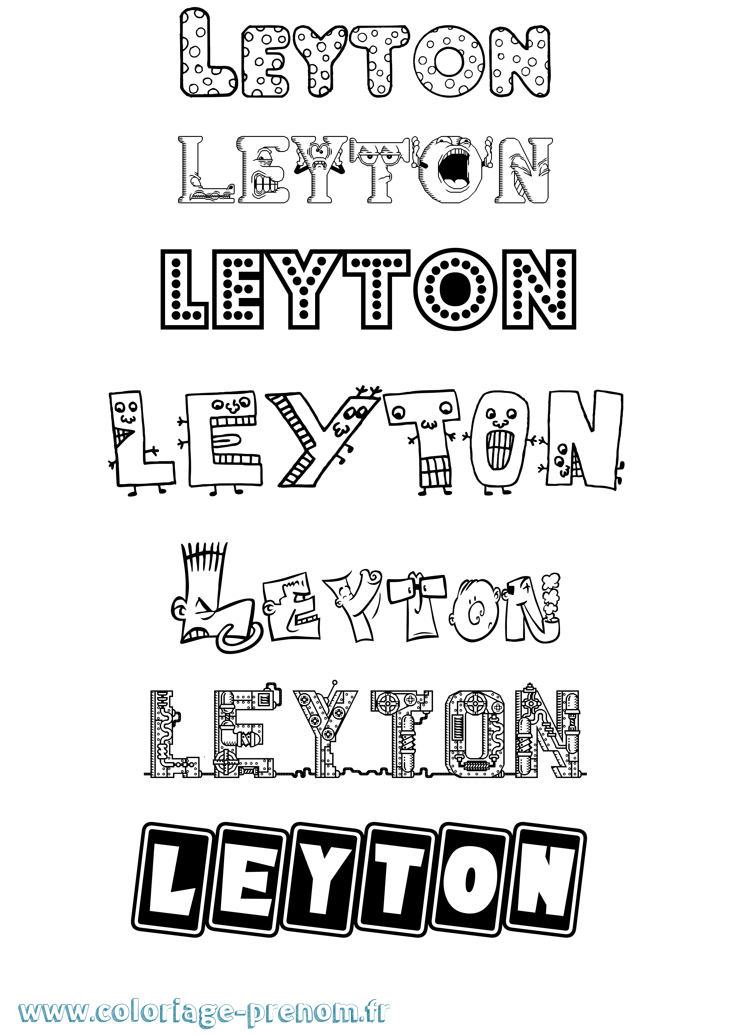 Coloriage Leyton Fun Coloriage prénom Leyton Fun