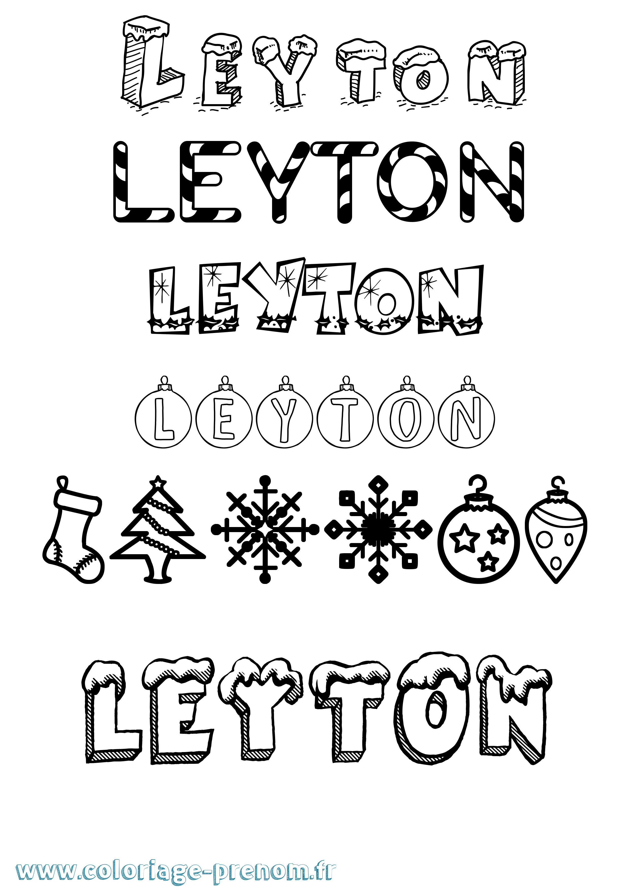 Coloriage Leyton Noël Coloriage prénom Leyton Noël