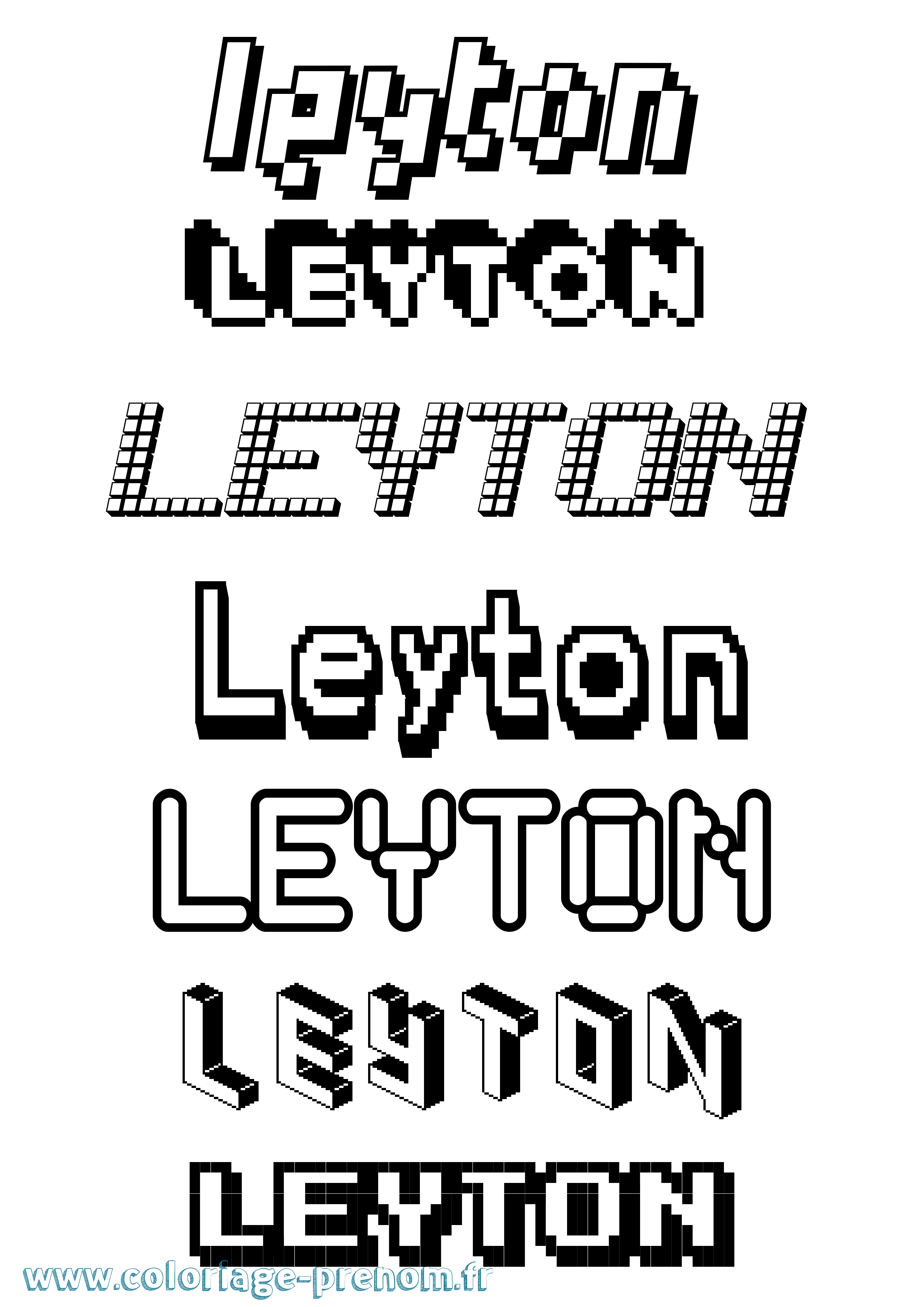 Coloriage Leyton Pixel Coloriage prénom Leyton Pixel