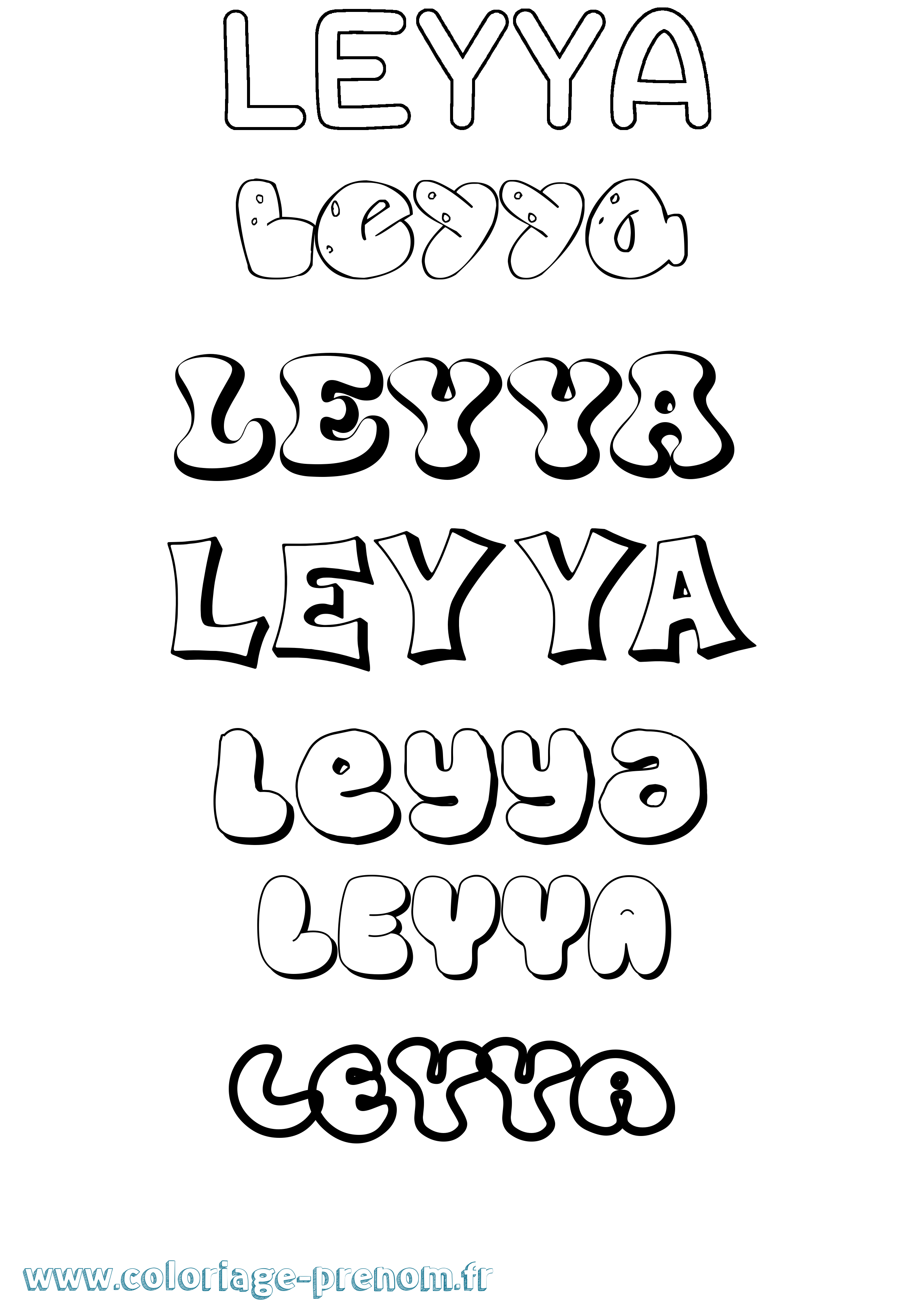 Coloriage Leyya Bubble Coloriage prénom Leyya Bubble