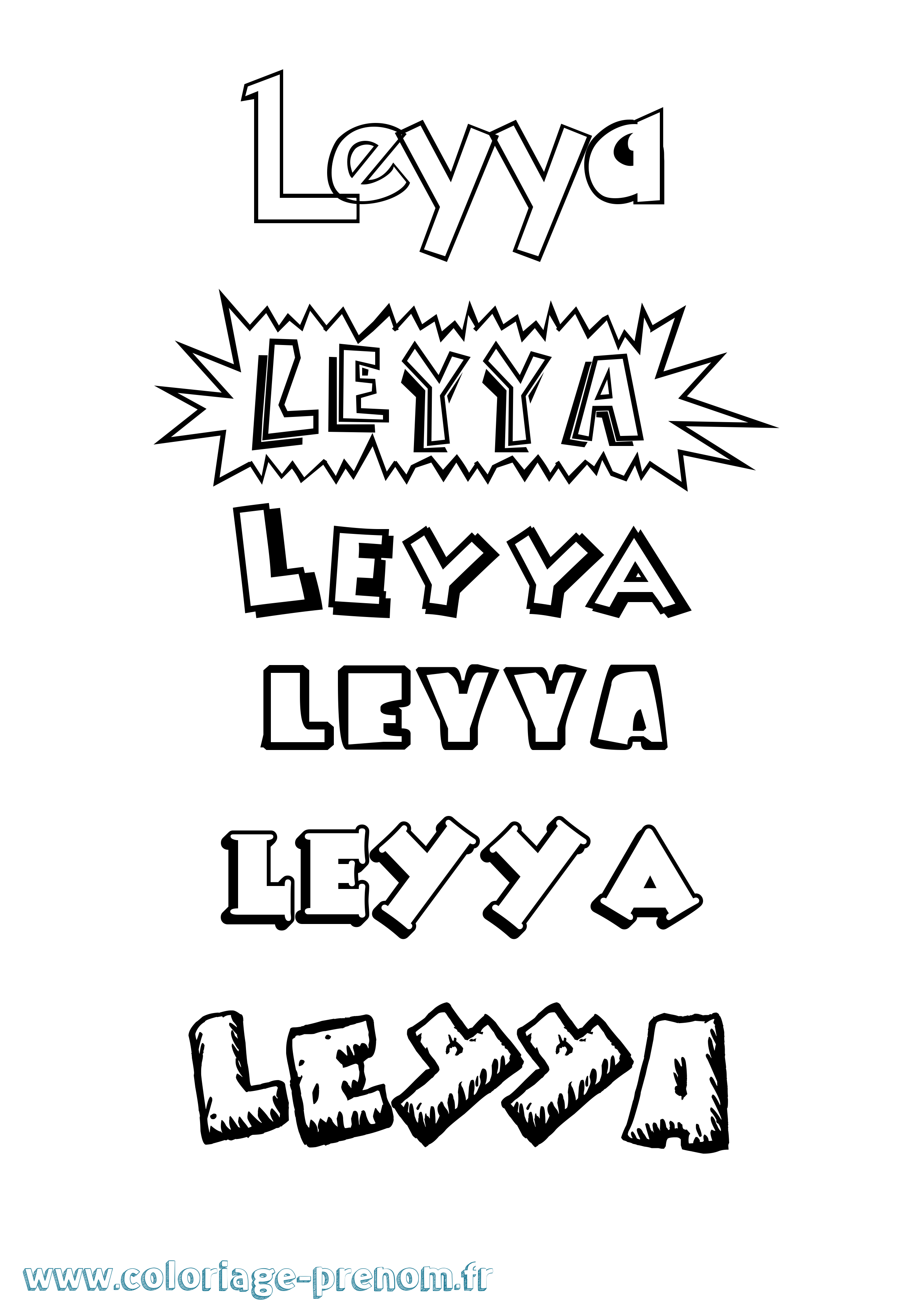 Coloriage Leyya Dessin Animé Coloriage prénom Leyya Dessin Animé