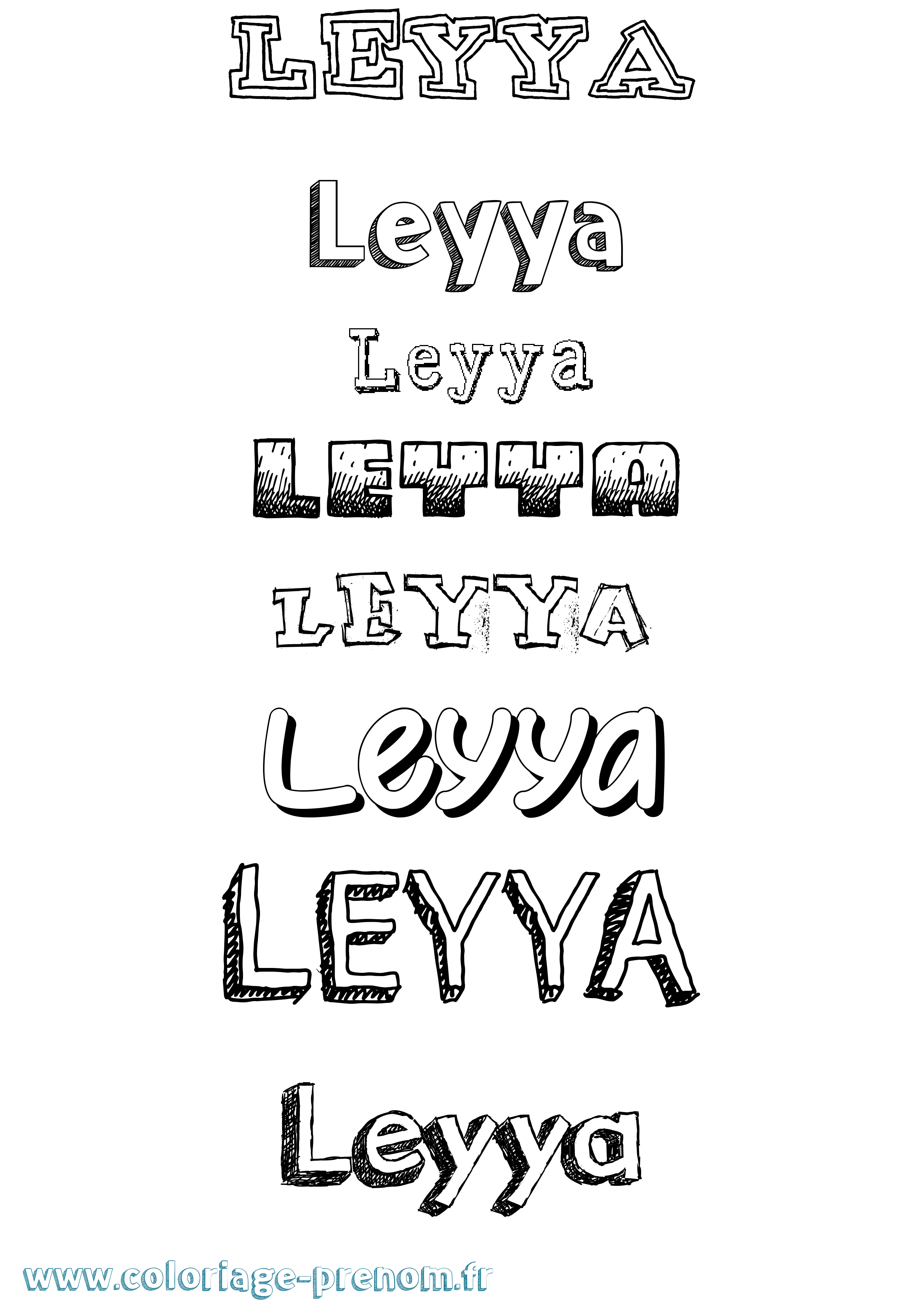 Coloriage Leyya Dessiné Coloriage prénom Leyya Dessiné