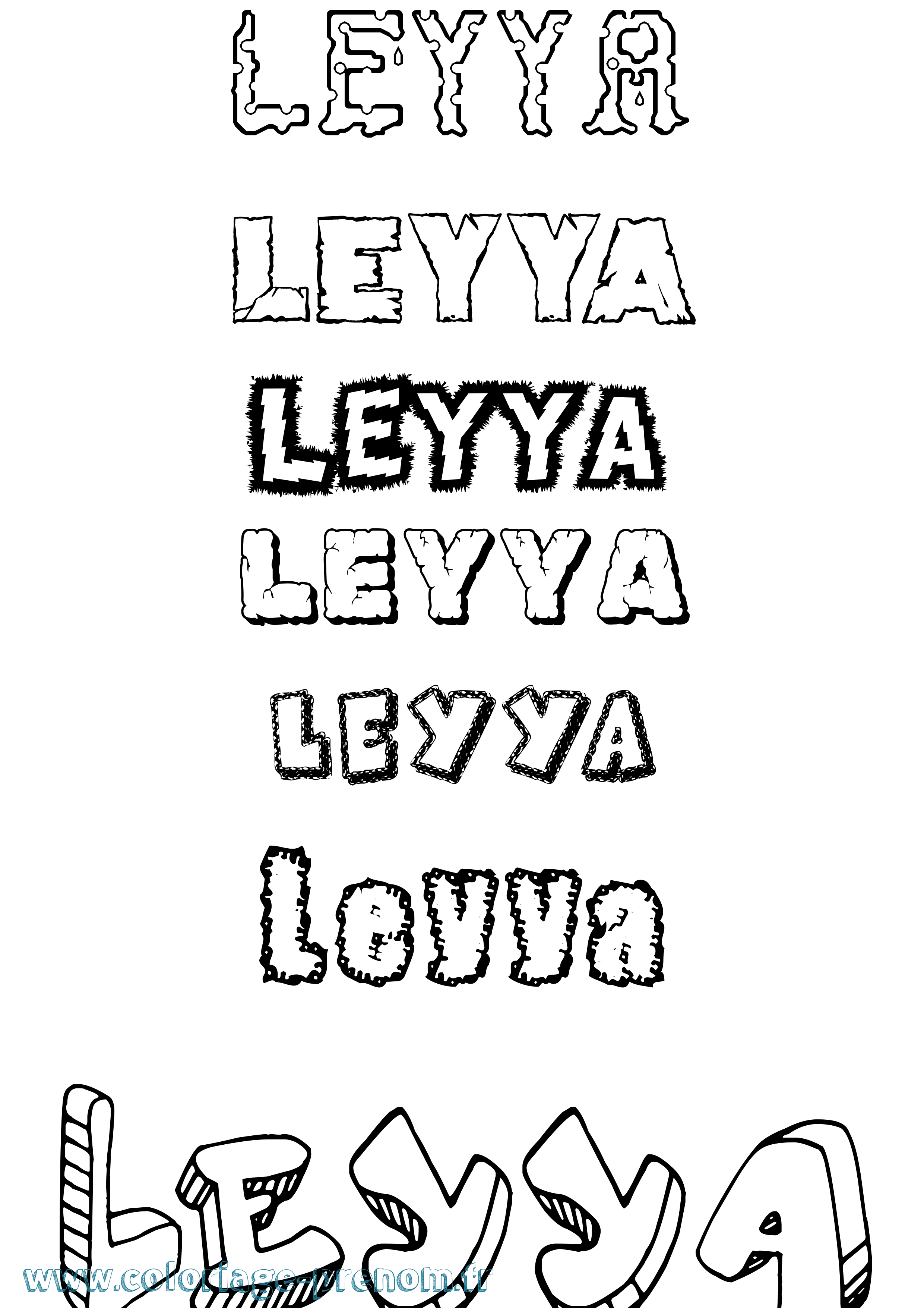 Coloriage Leyya Destructuré Coloriage prénom Leyya Destructuré