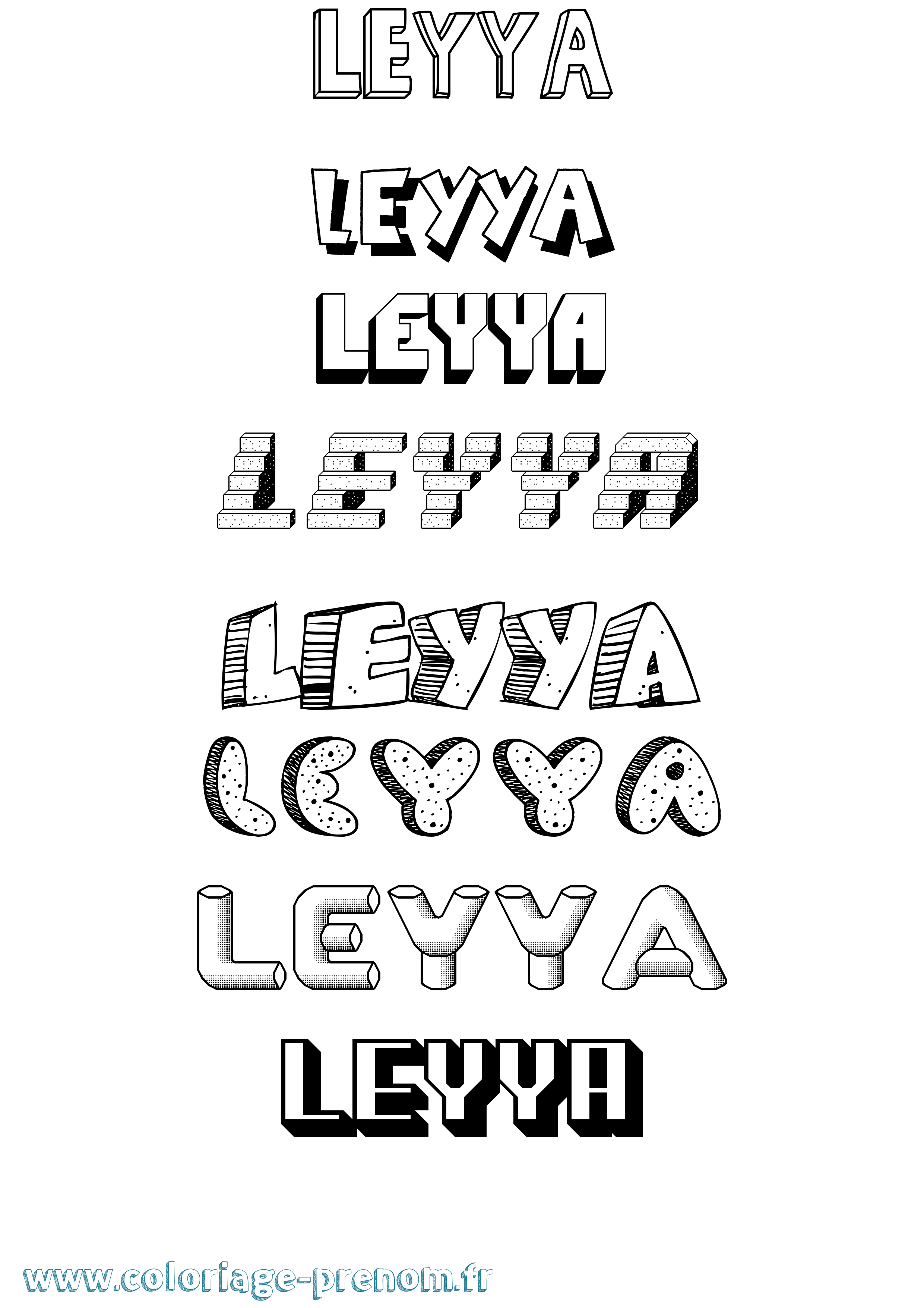 Coloriage Leyya Effet 3D Coloriage prénom Leyya Effet 3D
