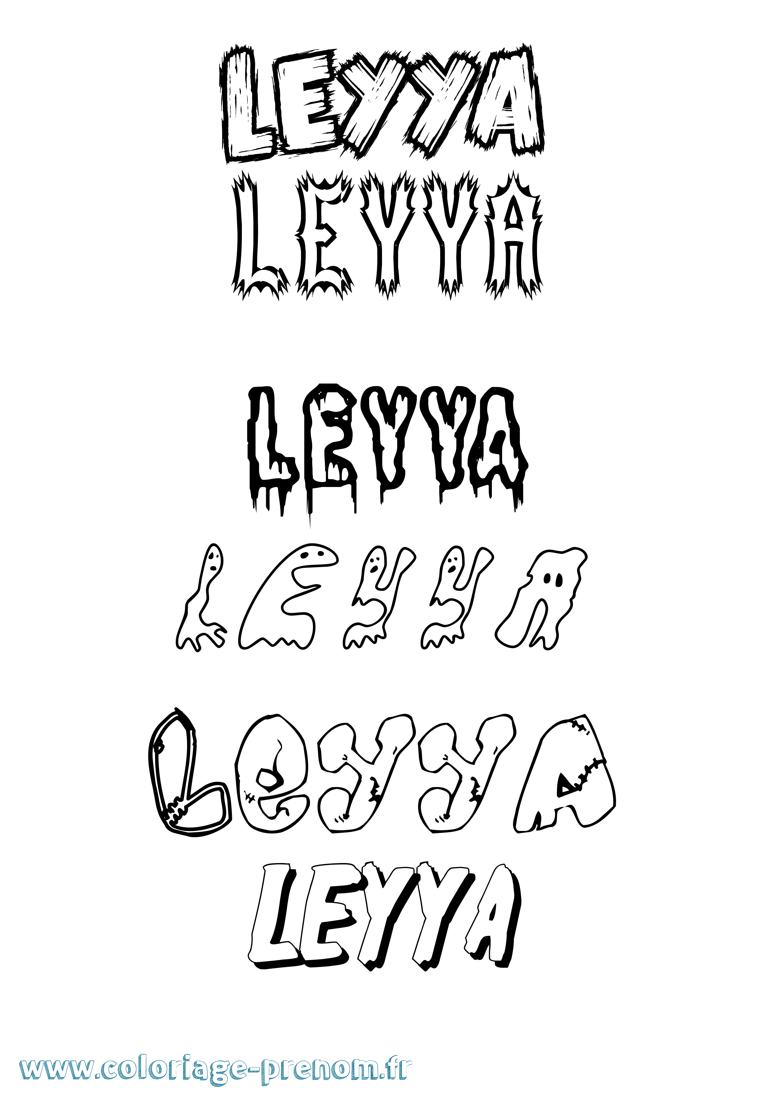 Coloriage Leyya Frisson Coloriage prénom Leyya Frisson