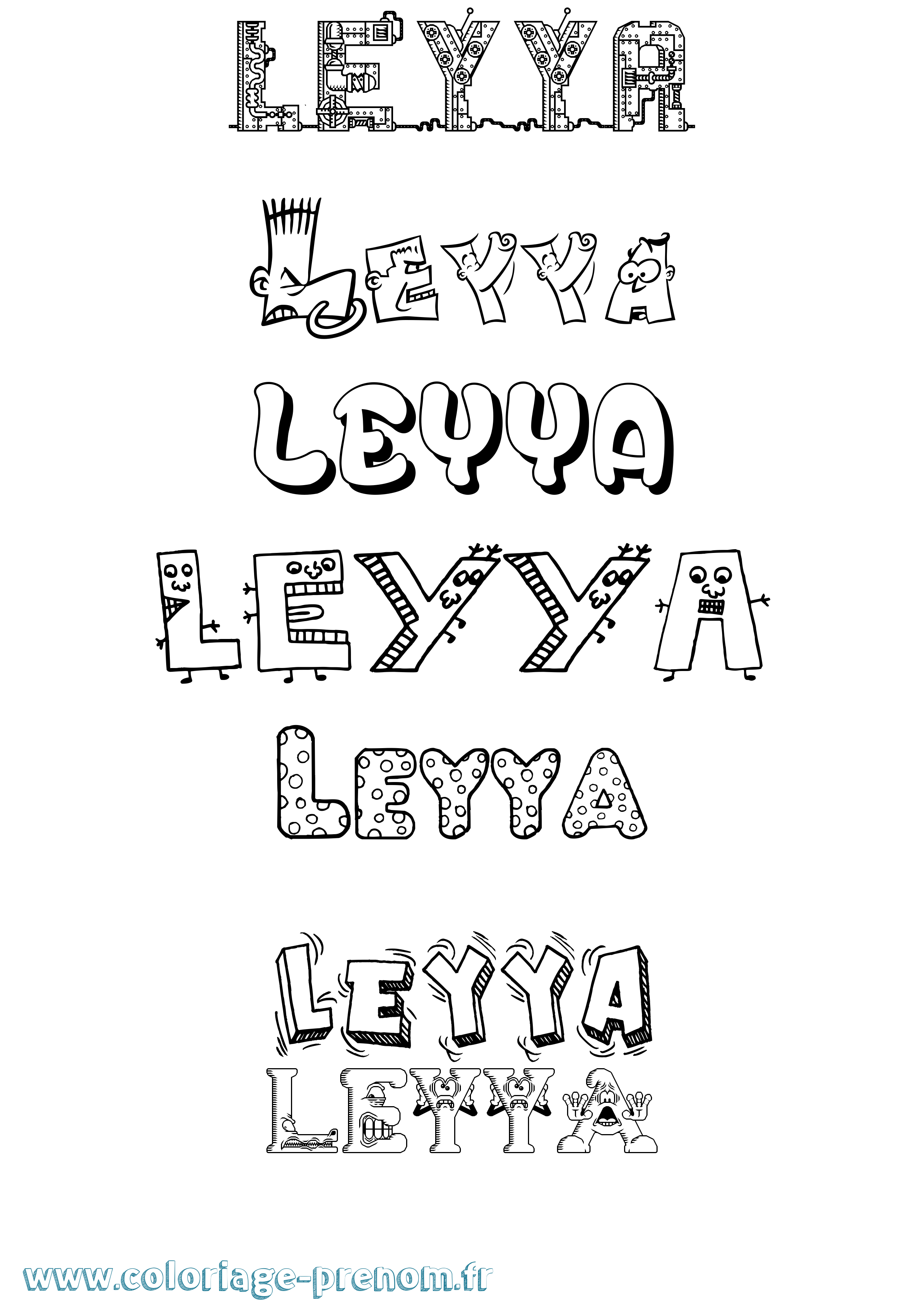 Coloriage Leyya Fun Coloriage prénom Leyya Fun