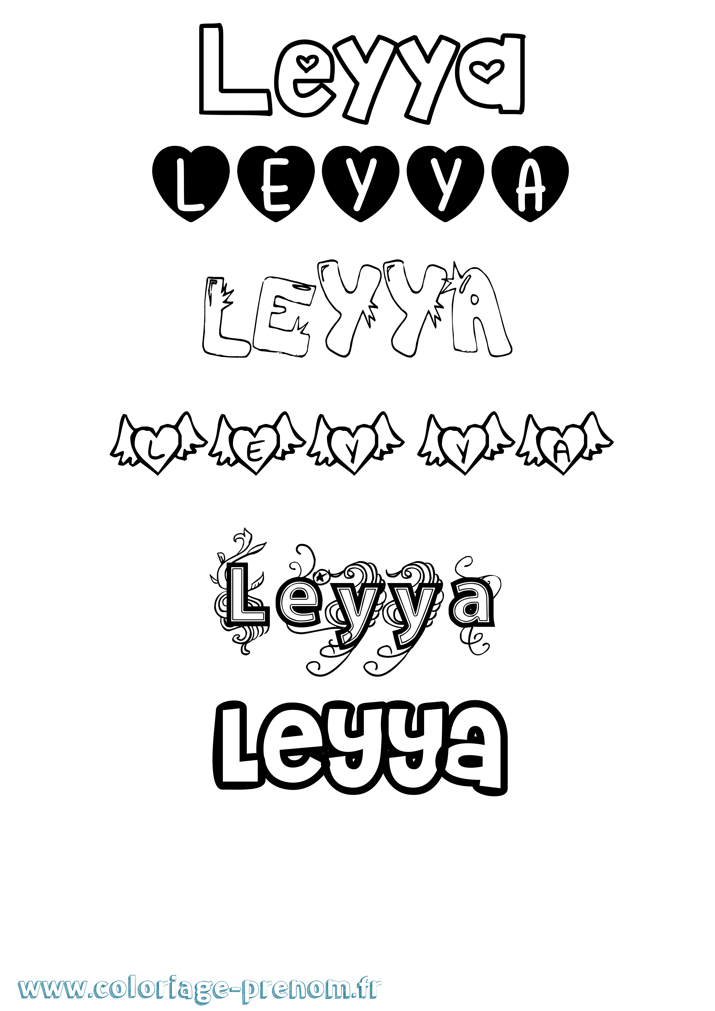 Coloriage Leyya Girly Coloriage prénom Leyya Girly