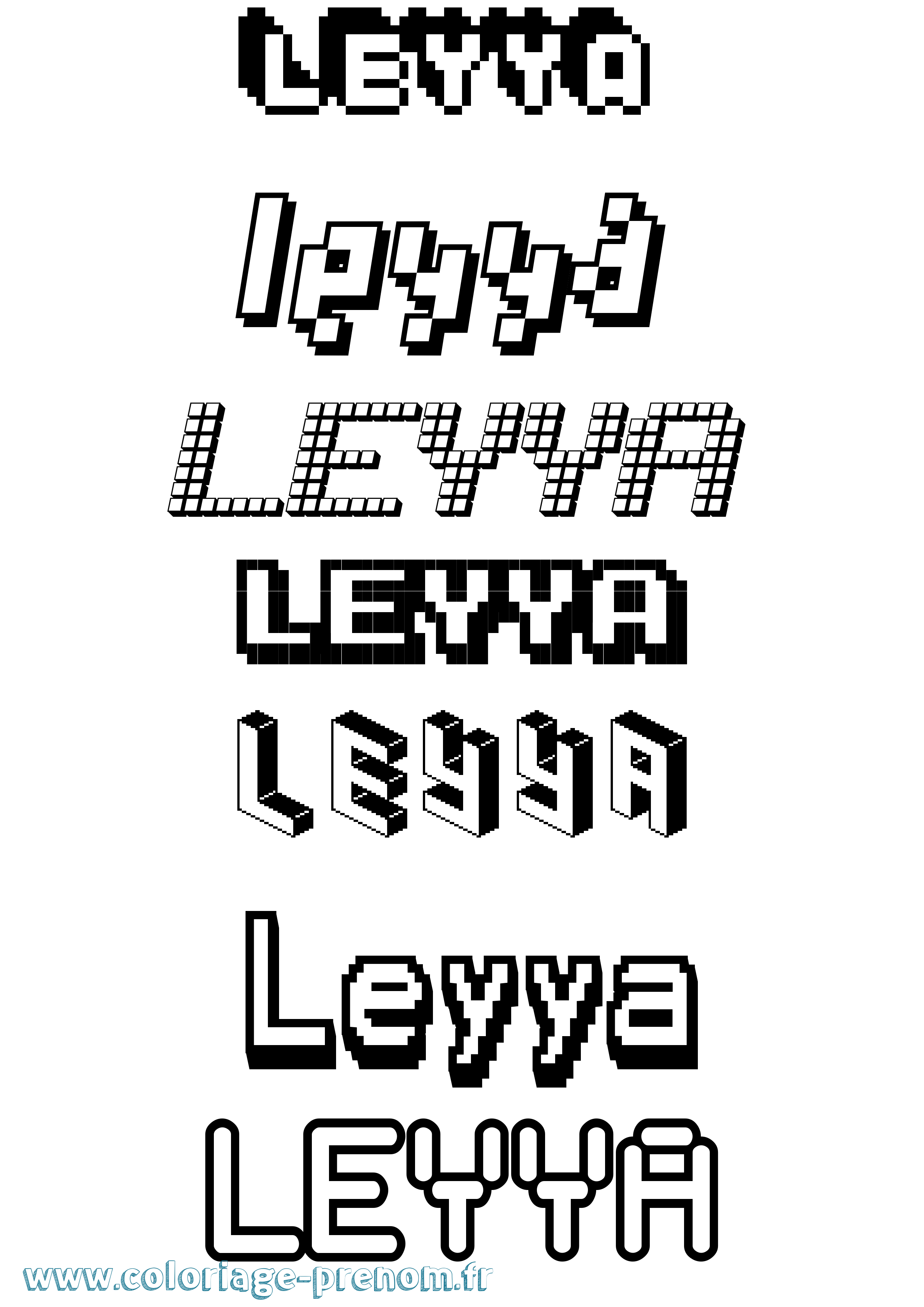 Coloriage Leyya Pixel Coloriage prénom Leyya Pixel