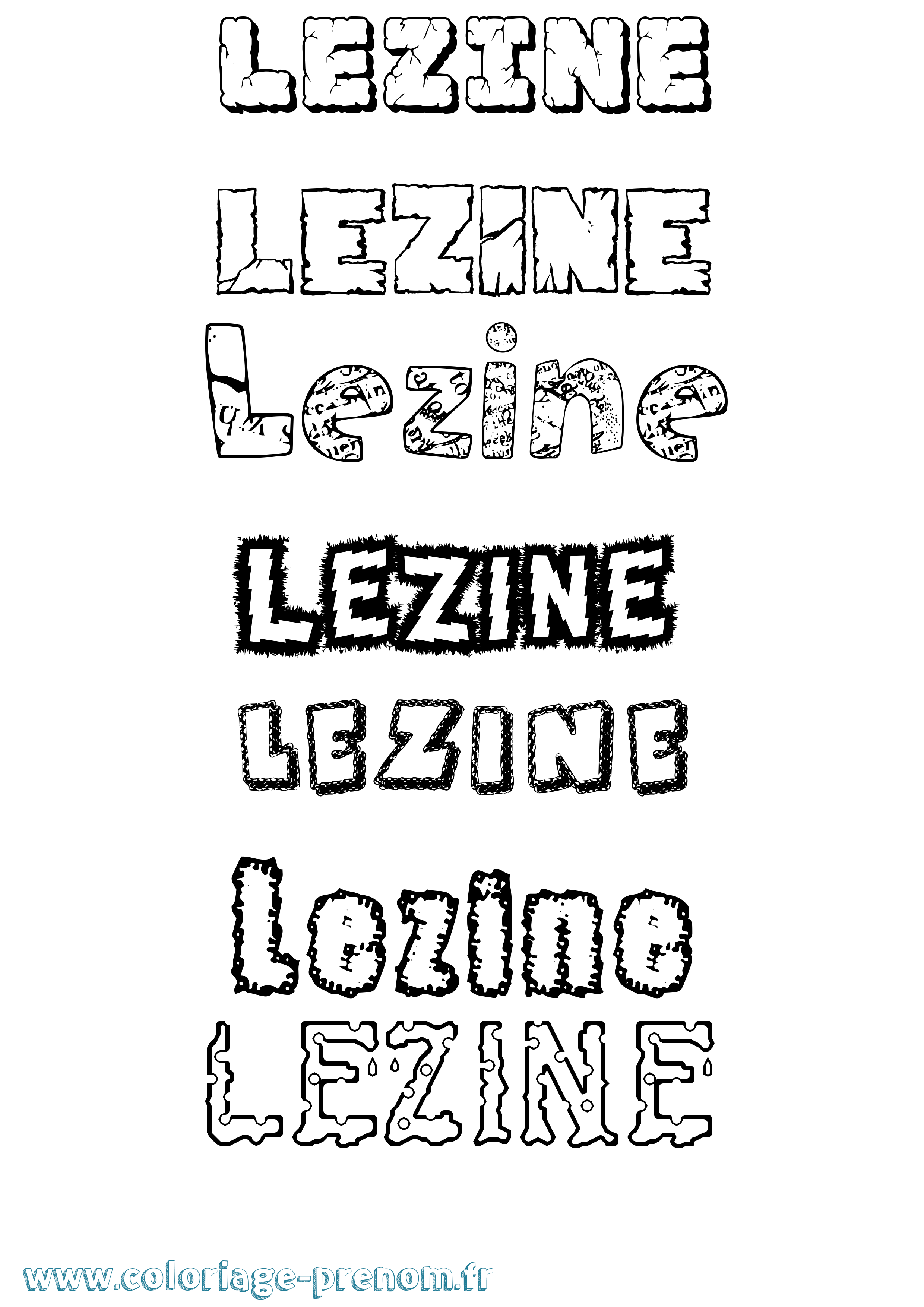 Coloriage Lezine Destructuré Coloriage prénom Lezine Destructuré