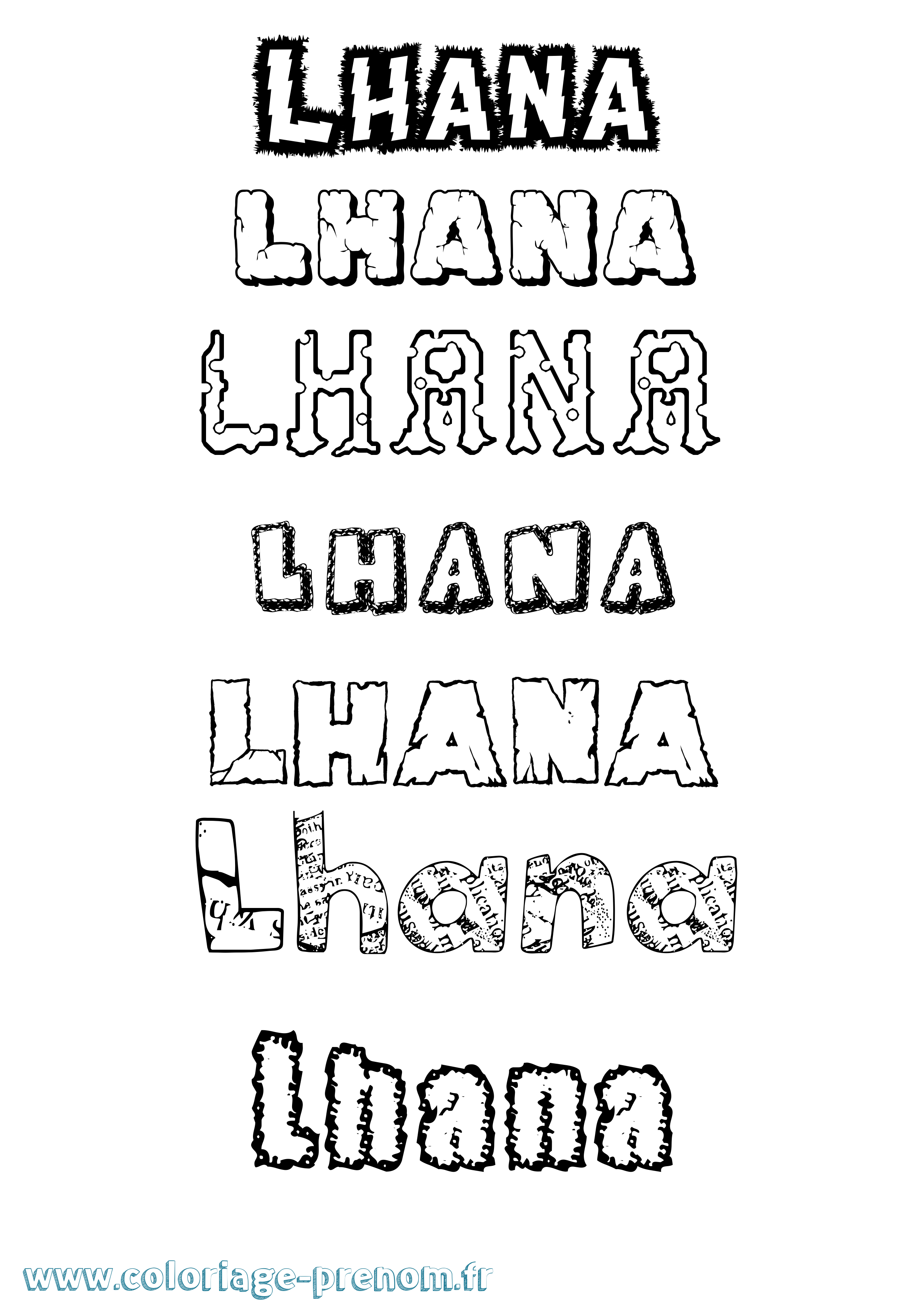 Coloriage Lhana Destructuré Coloriage prénom Lhana Destructuré