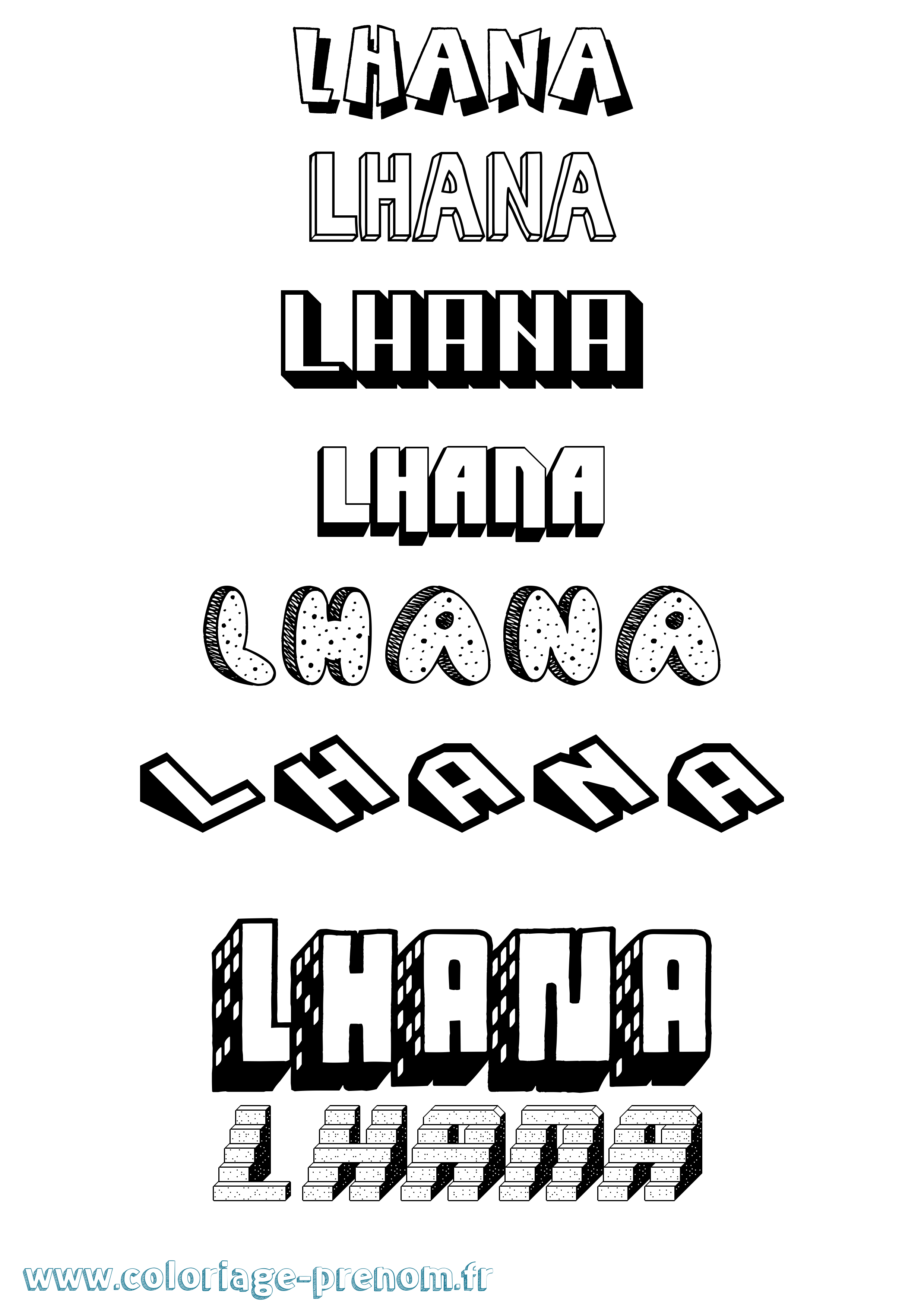 Coloriage Lhana Effet 3D Coloriage prénom Lhana Effet 3D