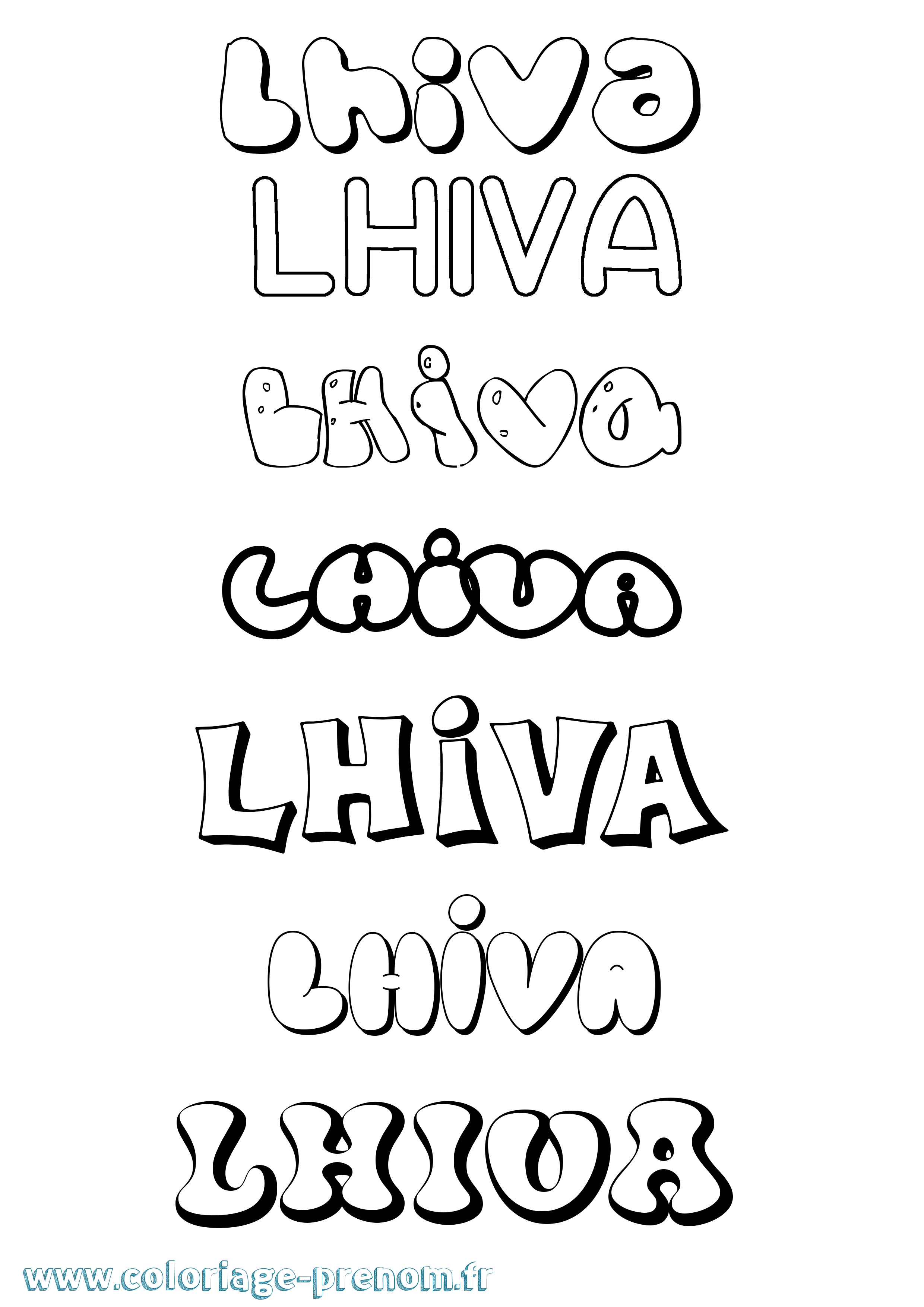 Coloriage Lhiva Bubble Coloriage prénom Lhiva Bubble
