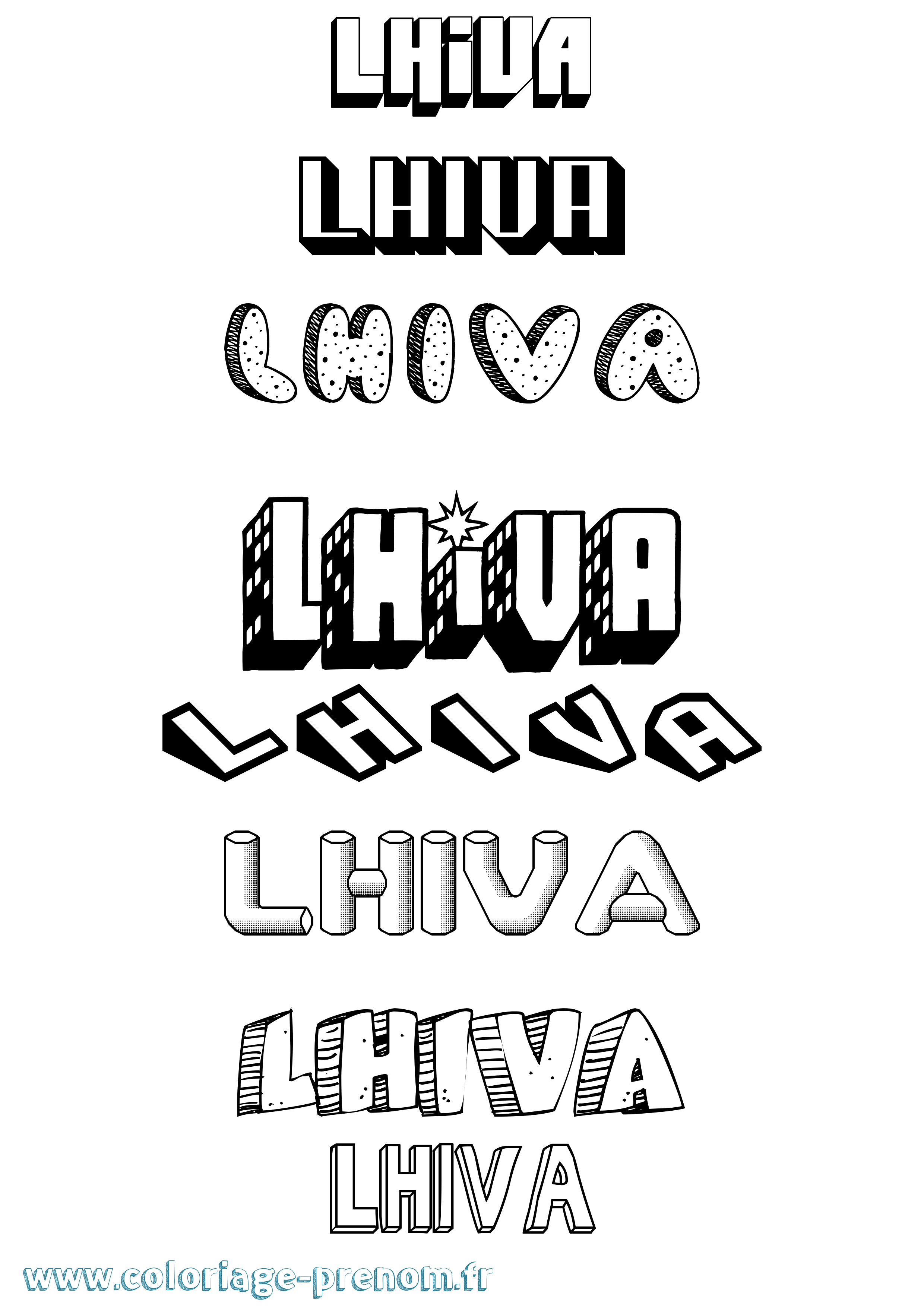 Coloriage Lhiva Effet 3D Coloriage prénom Lhiva Effet 3D