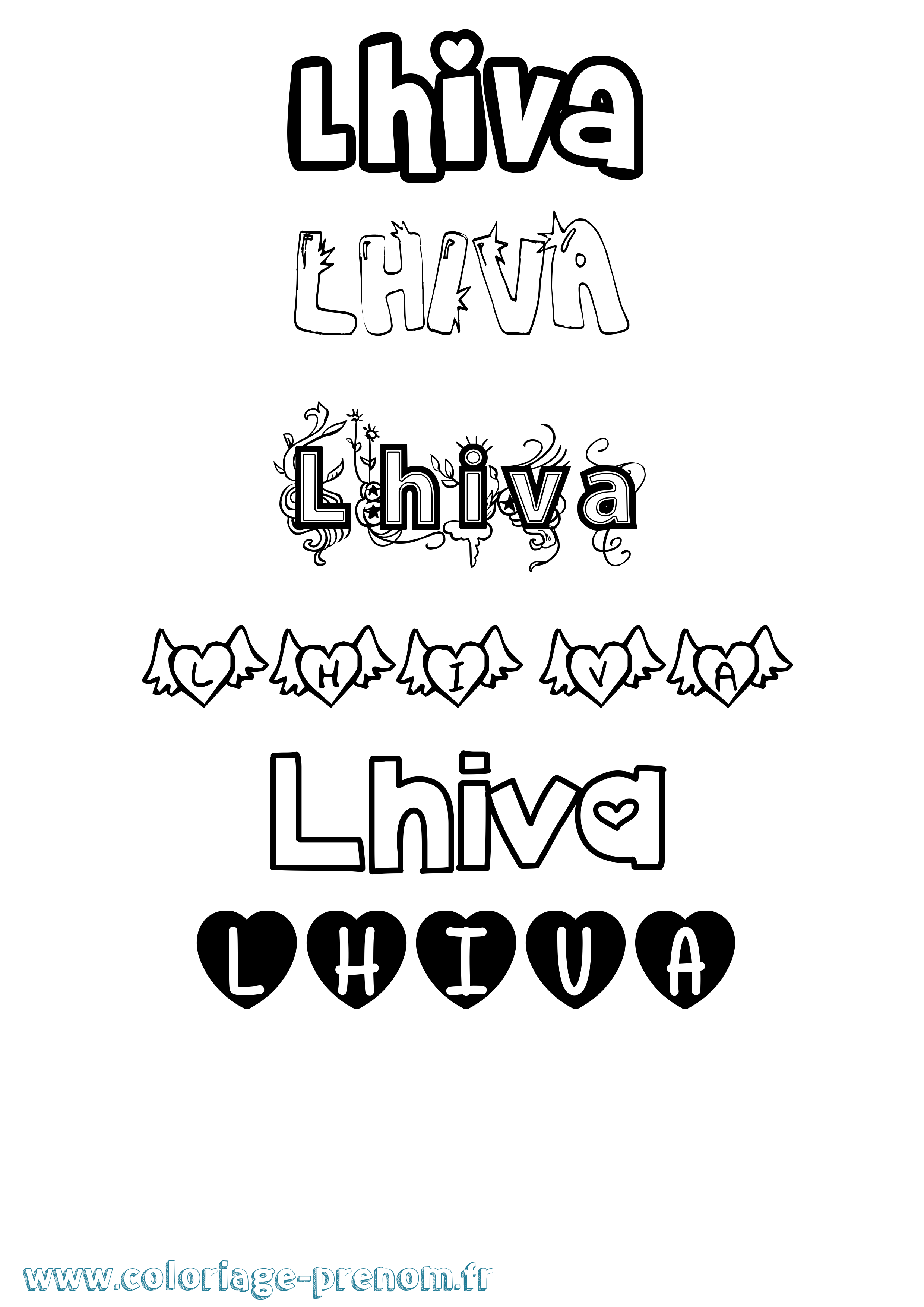Coloriage Lhiva Girly Coloriage prénom Lhiva Girly