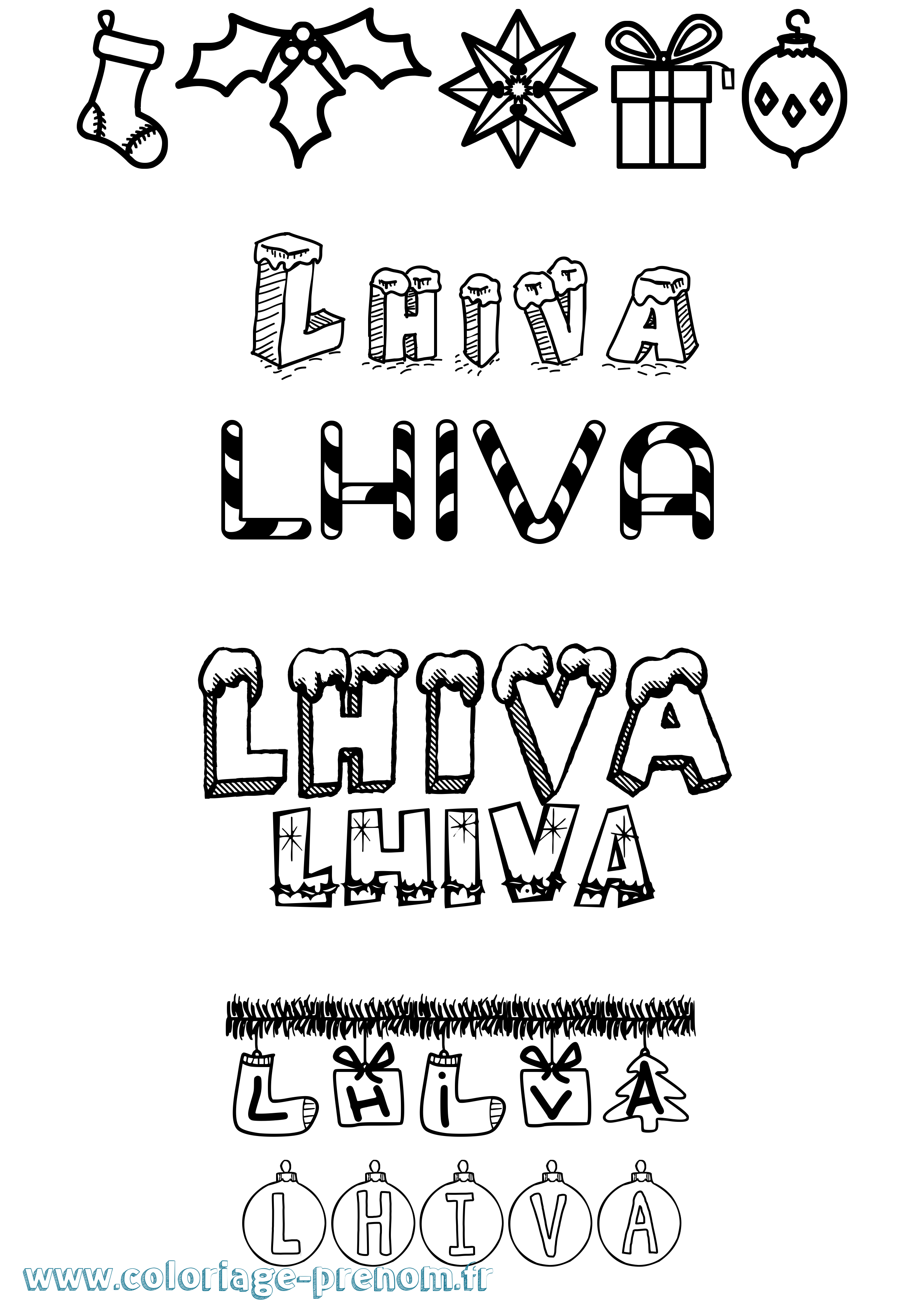 Coloriage Lhiva Noël Coloriage prénom Lhiva Noël