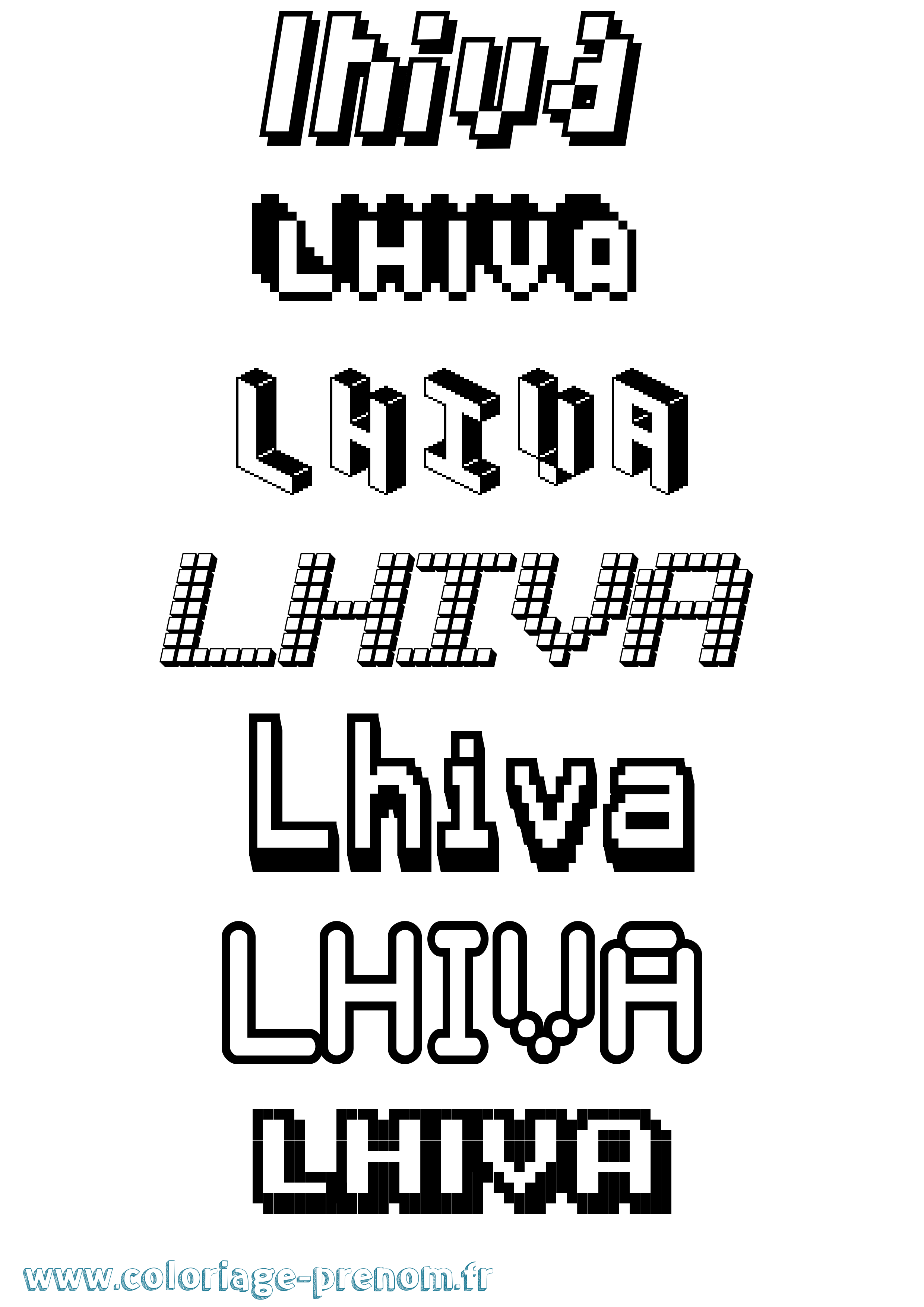 Coloriage Lhiva Pixel Coloriage prénom Lhiva Pixel