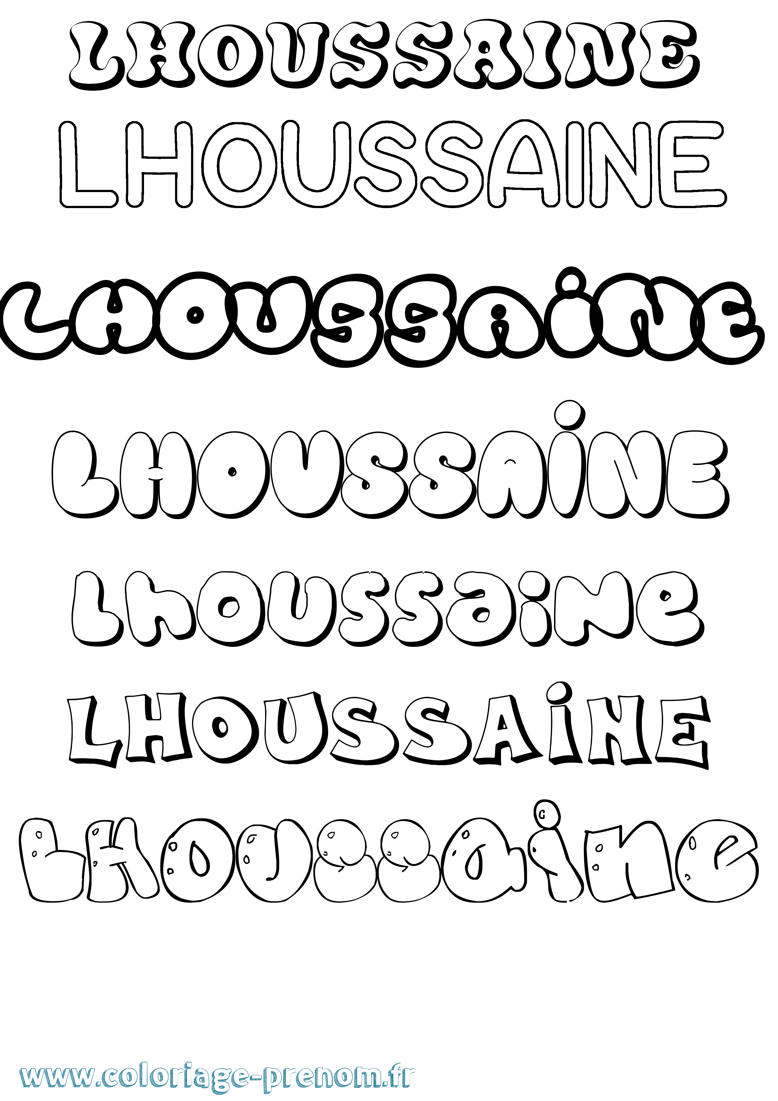 Coloriage Lhoussaine Bubble Coloriage prénom Lhoussaine Bubble